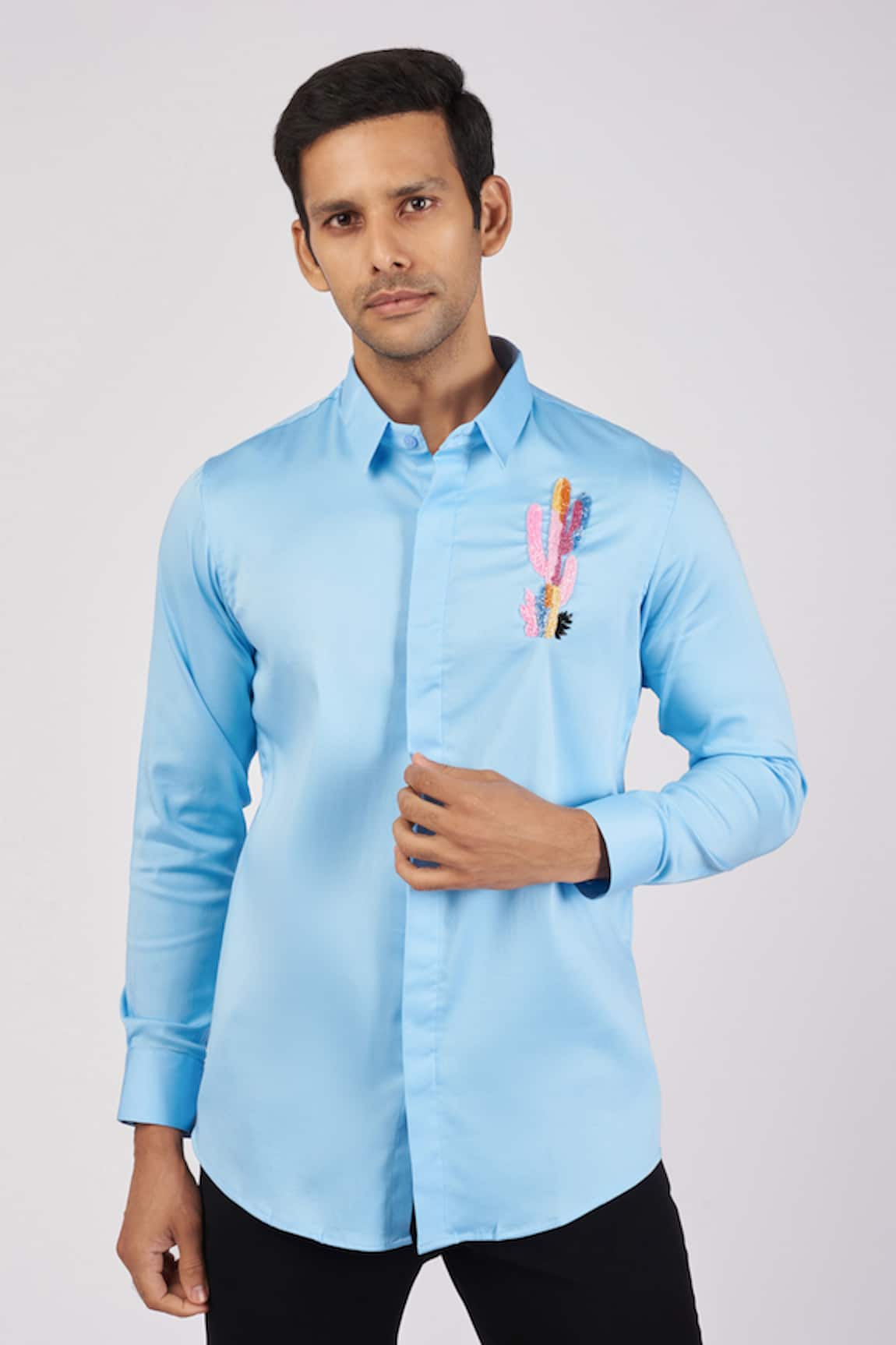 Sanjana reddy Designs Cactus Embroidered Shirt