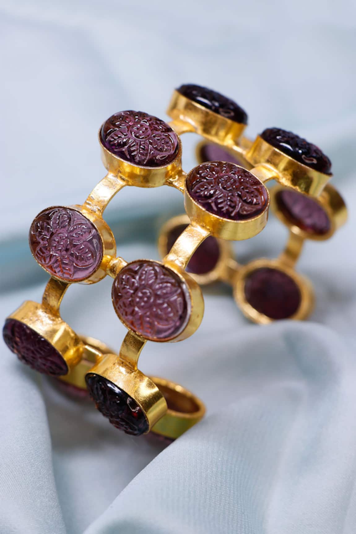 Ishhaara Carved Stone Double Layered Hand Cuff 