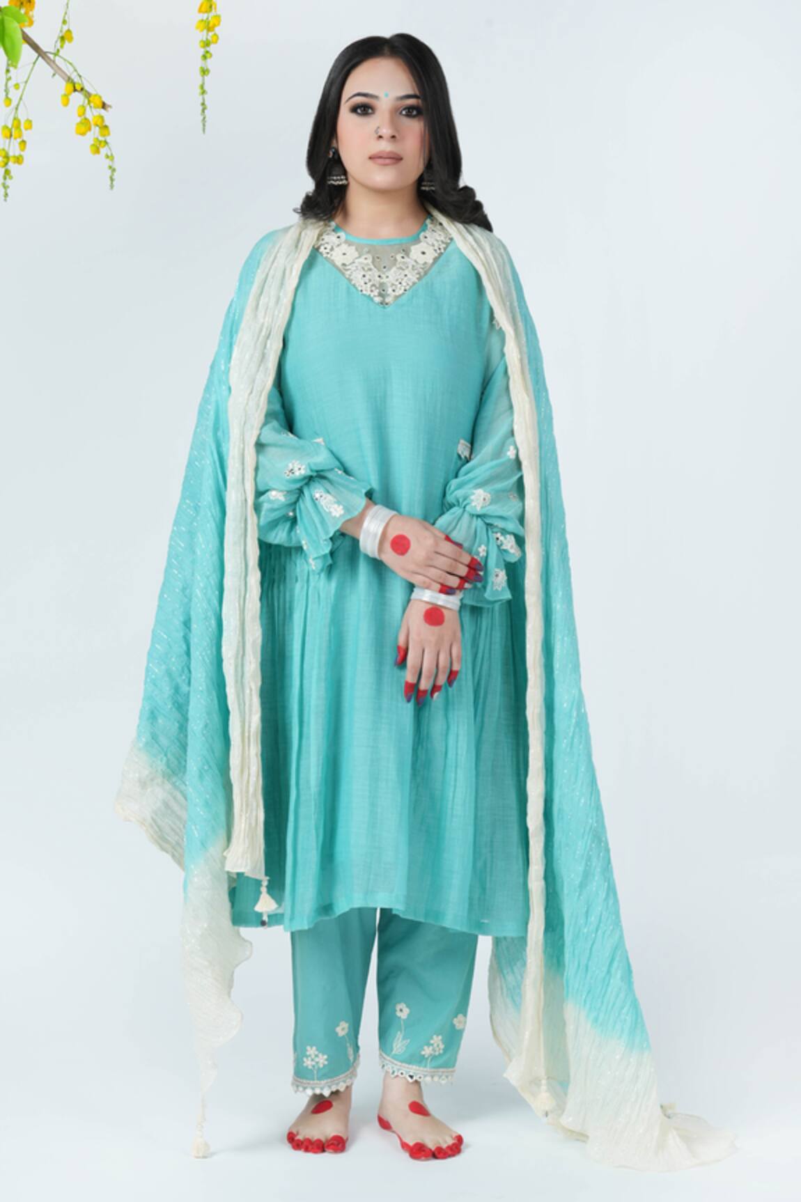 Jyoti Bansal Sabaa Mirrorwork Embellished Tunic Salwar Set 