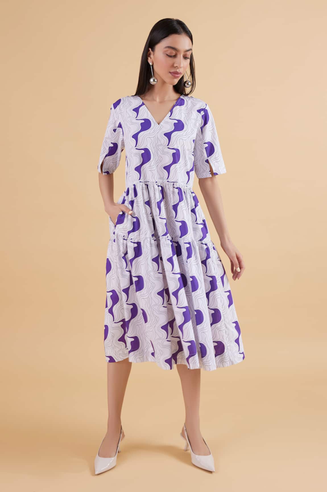Kanelle Wonder Abstract Print Tiered Dress