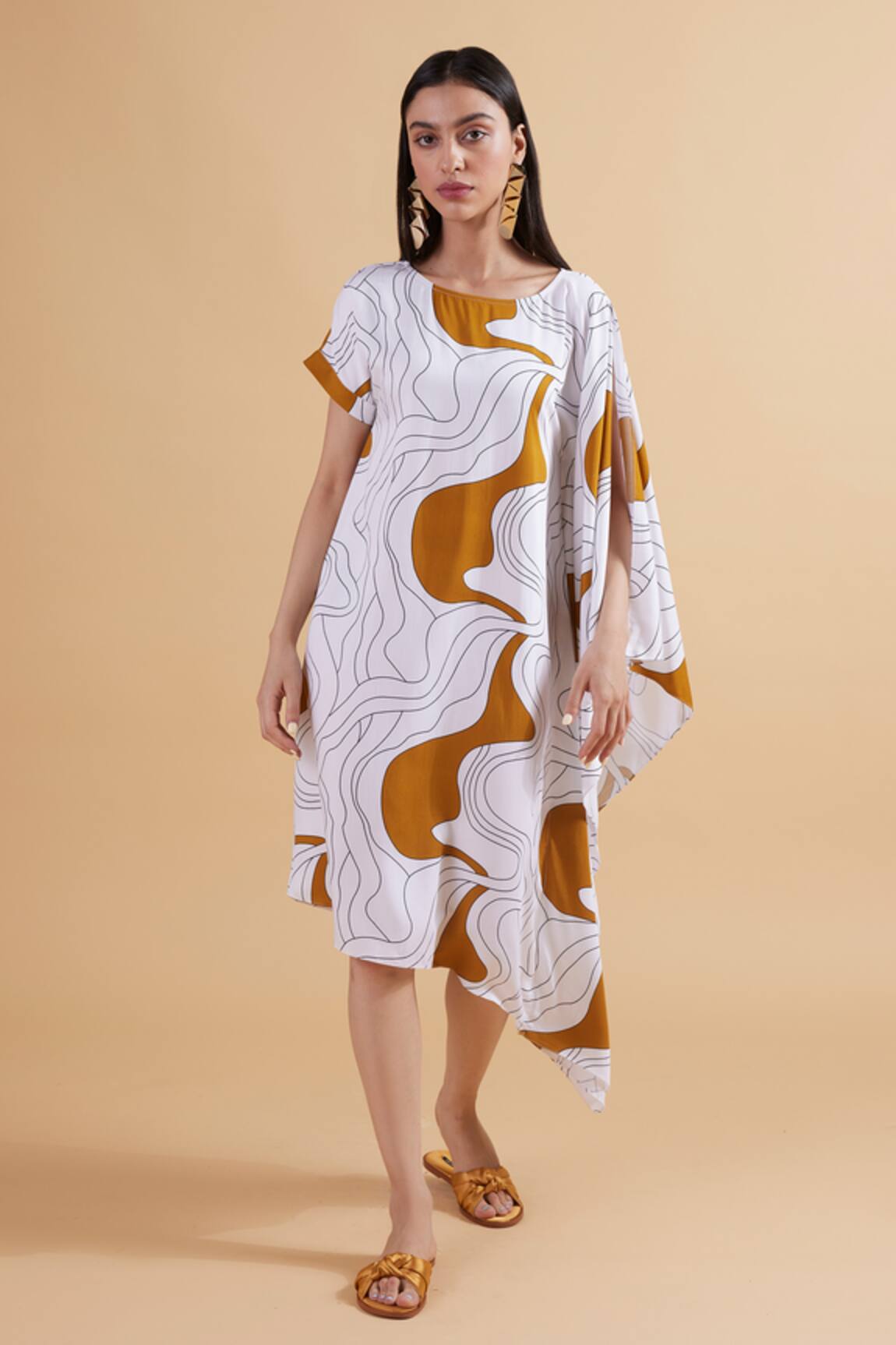 Kanelle Cosmic Abstract Print Asymmetric Dress