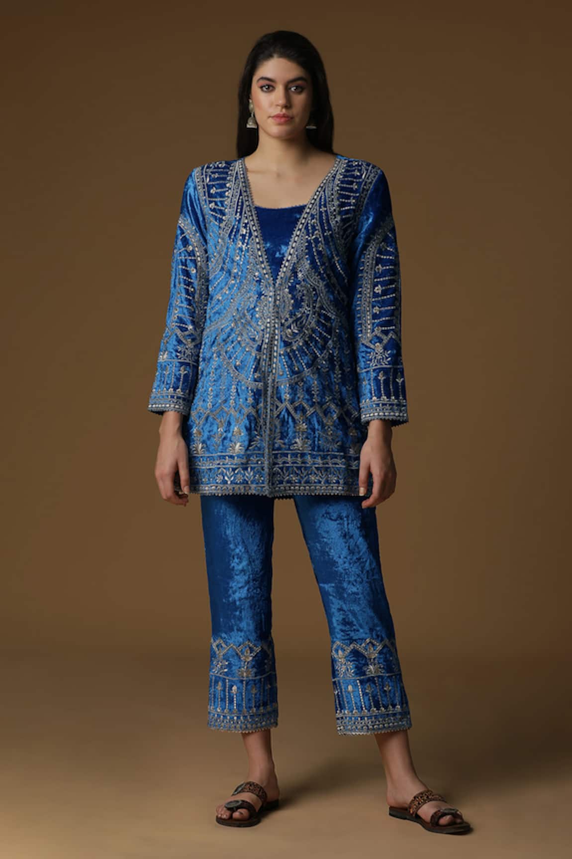 AHLAM Resham Embroidered Jacket Pant Set