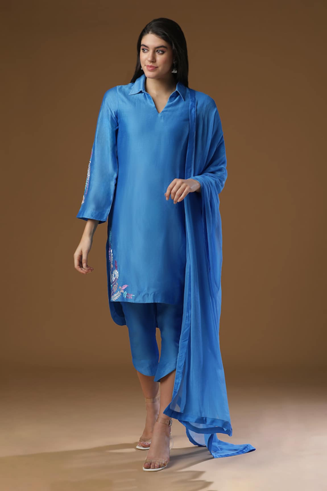 AHLAM Chanderi Silk Kurta Pant Set