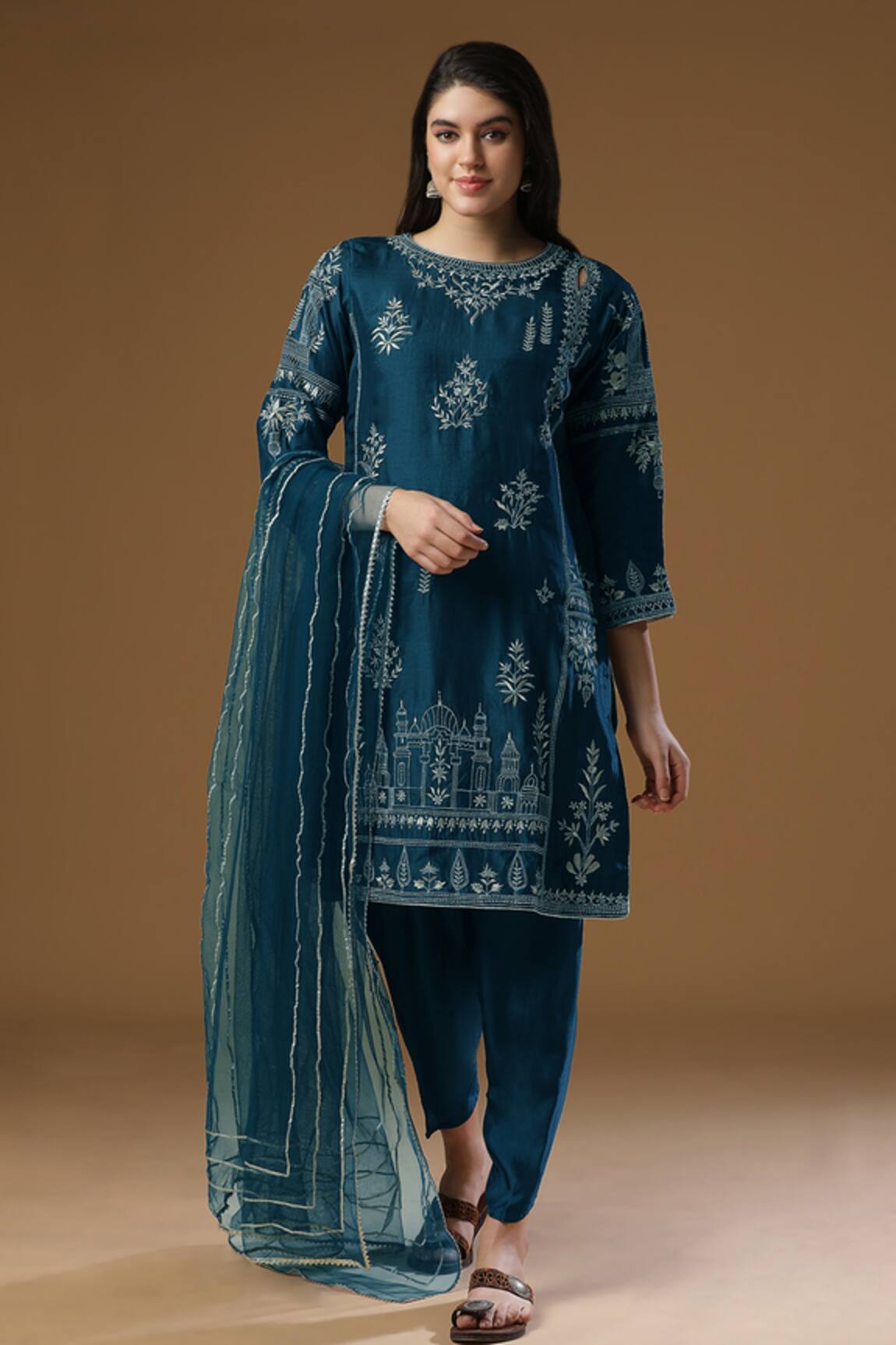 AHLAM Mughal Zari Embroidered Kurta Set