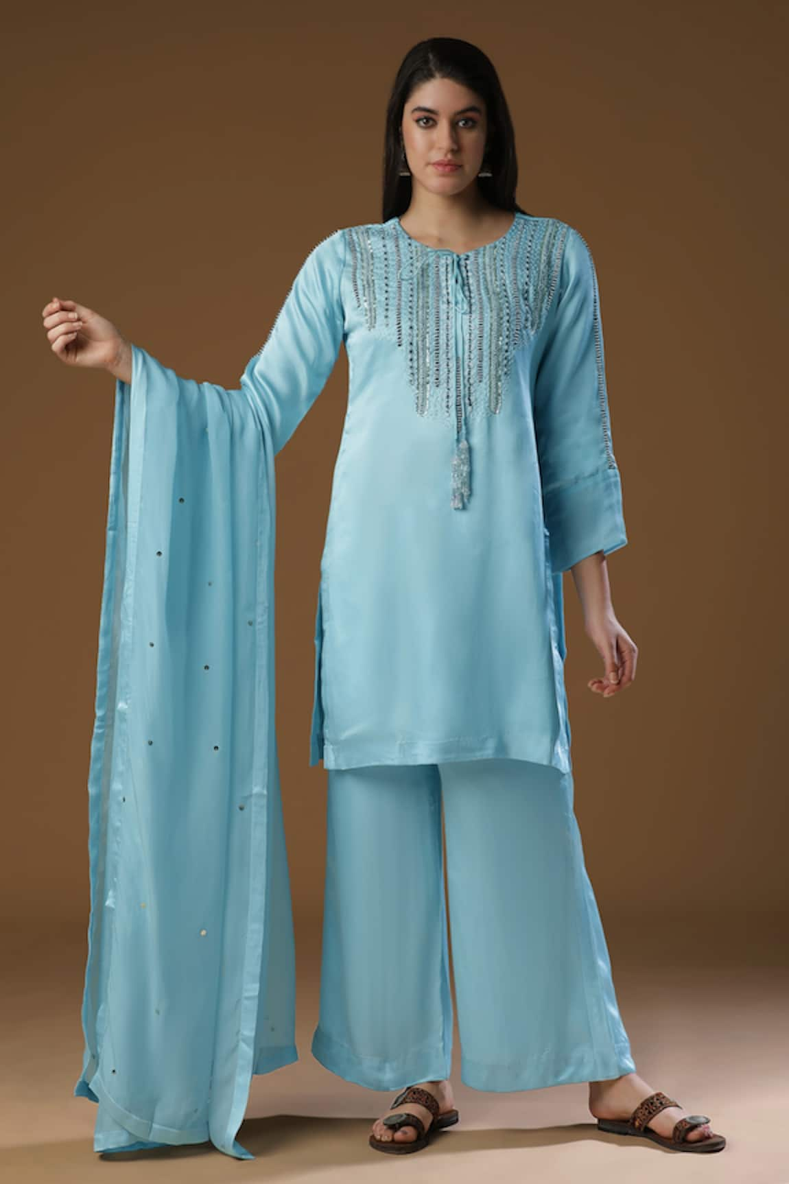 AHLAM Sequin Embroidered Yoke Kurta Set