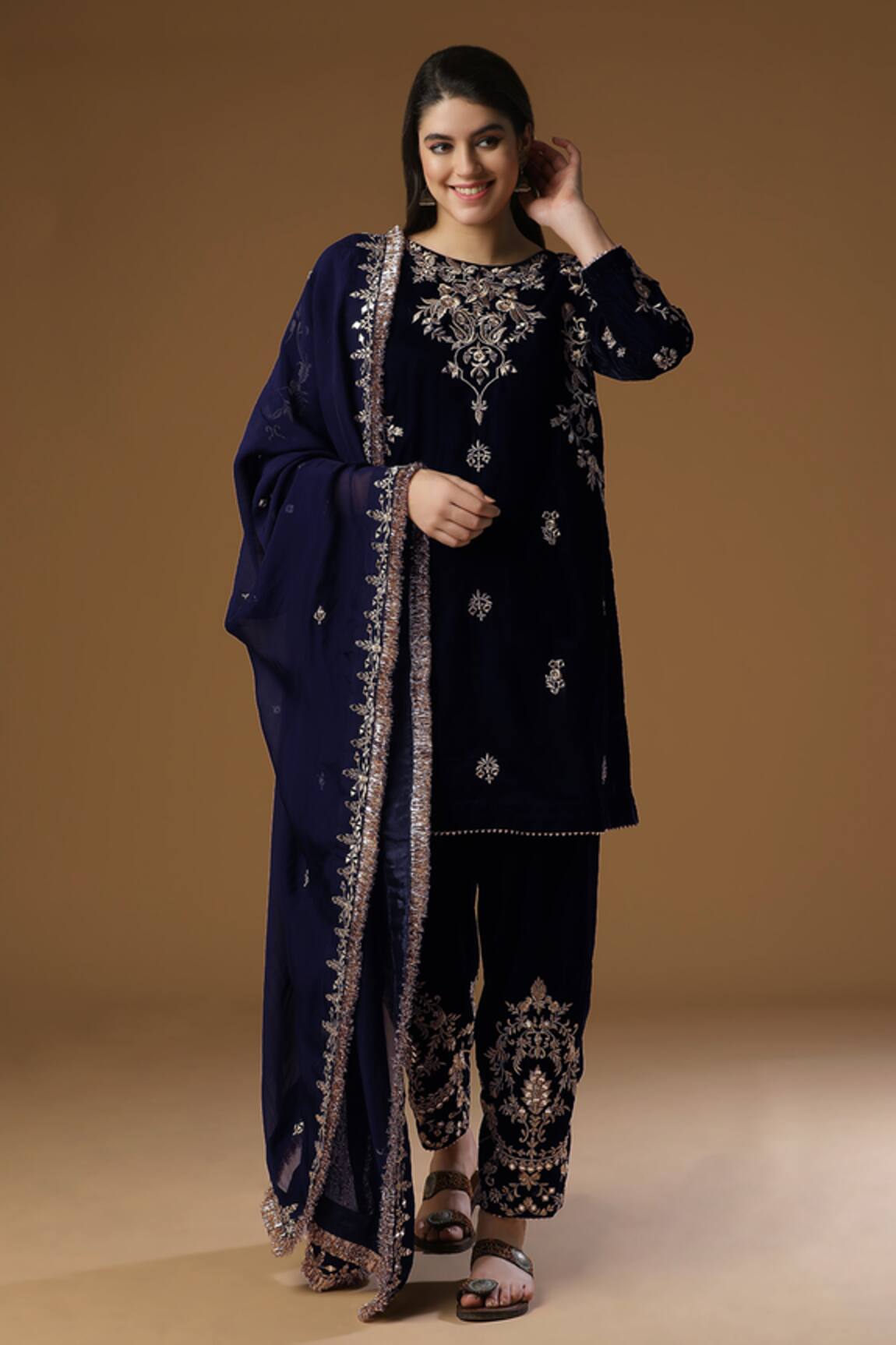 AHLAM Zari Embroidered Kurta Salwar Set