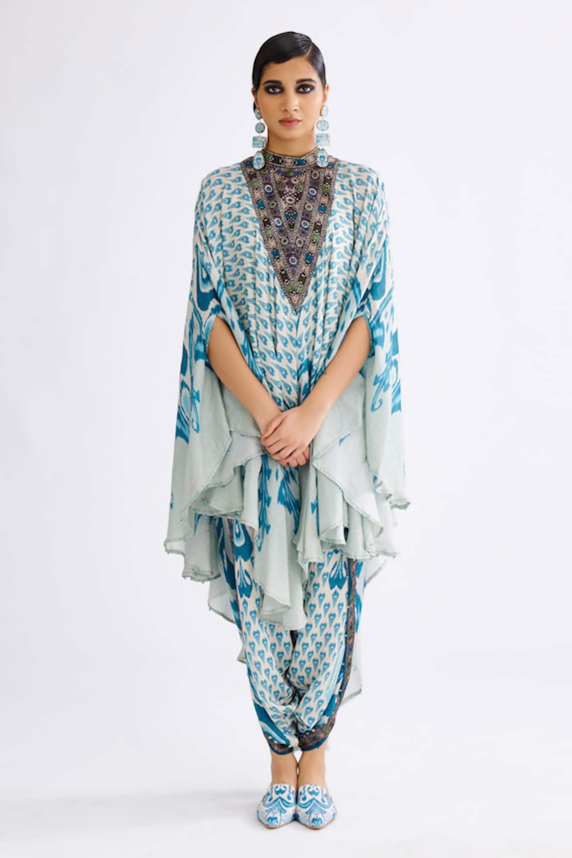Rajdeep Ranawat Farah Silk Printed Draped Kaftan 