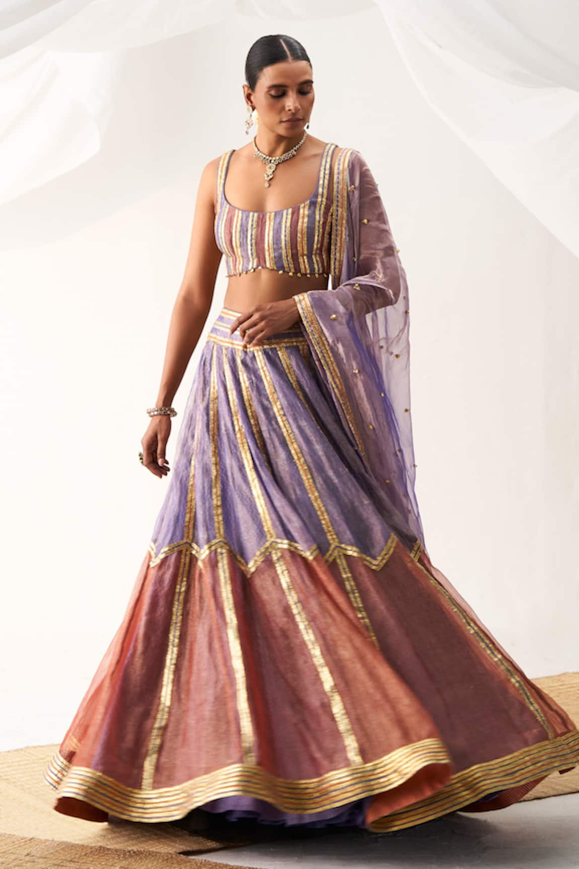 Itrh Colorblock Gota Work Lehenga Set