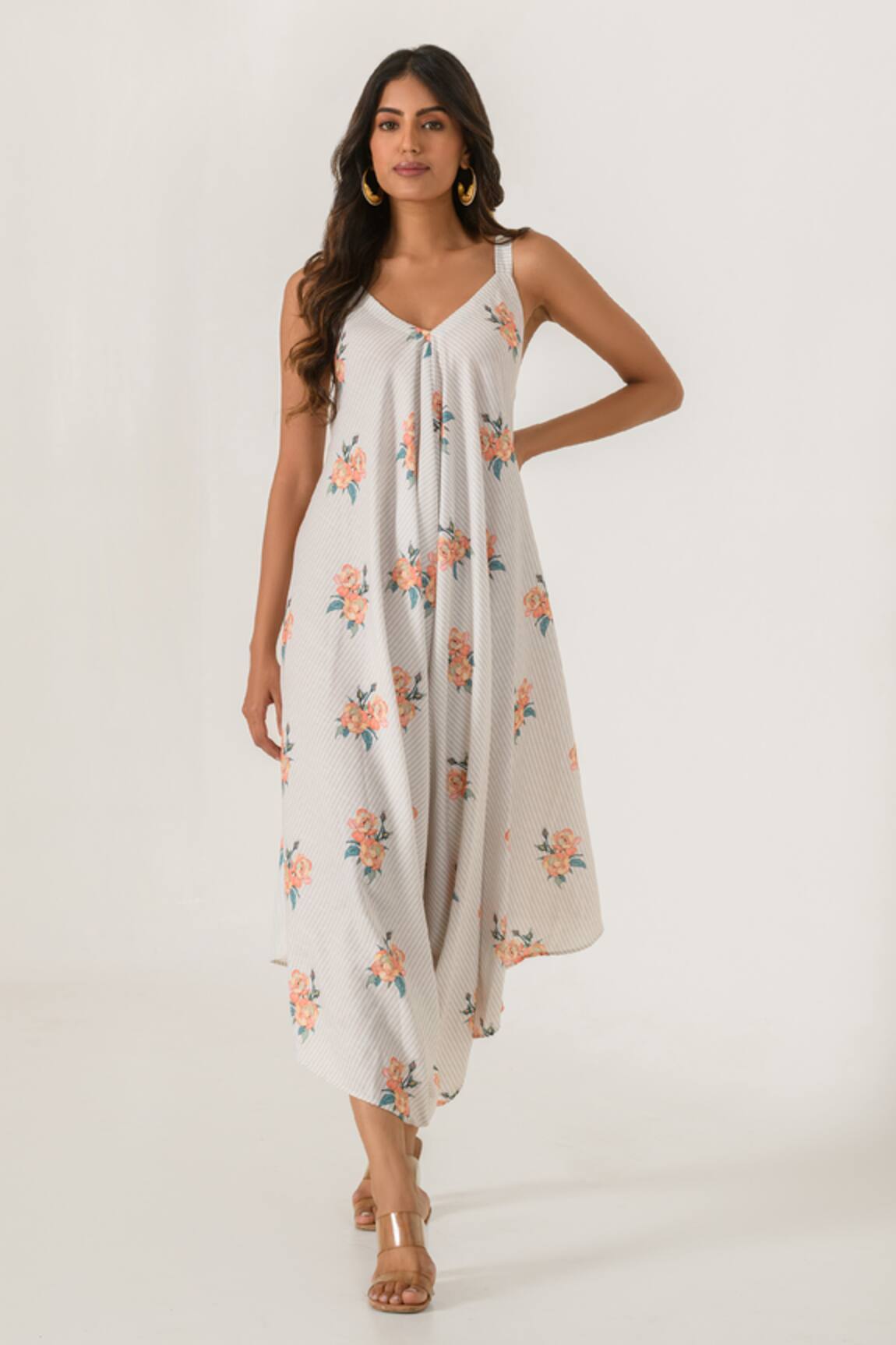 Pasha India Striped Print Palazzo Jumpsuit