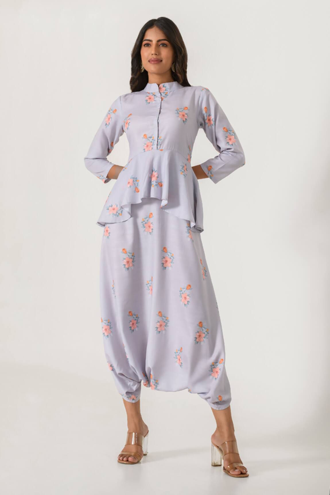 Pasha India Printed Peplum Dhoti Jumpsuit