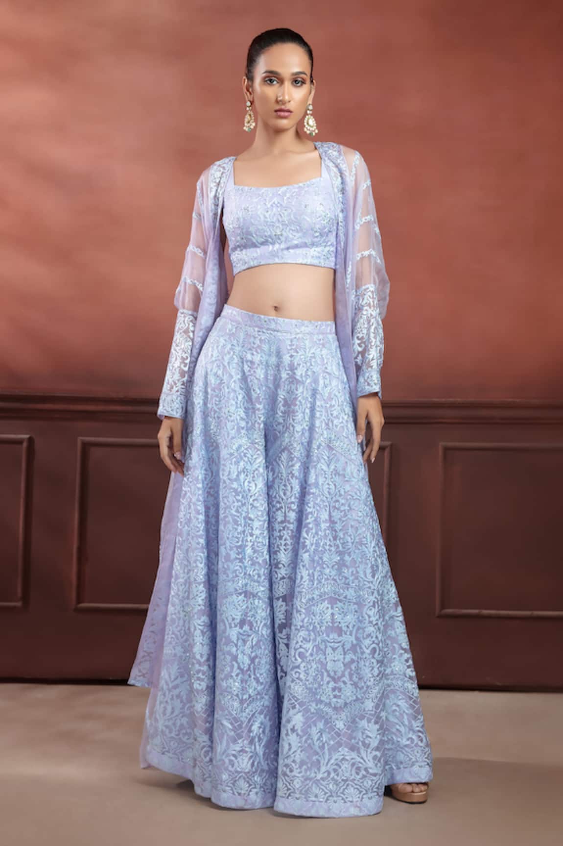 Neeta Lulla Sanvi Resham Embroidered Cardigan Pant Set