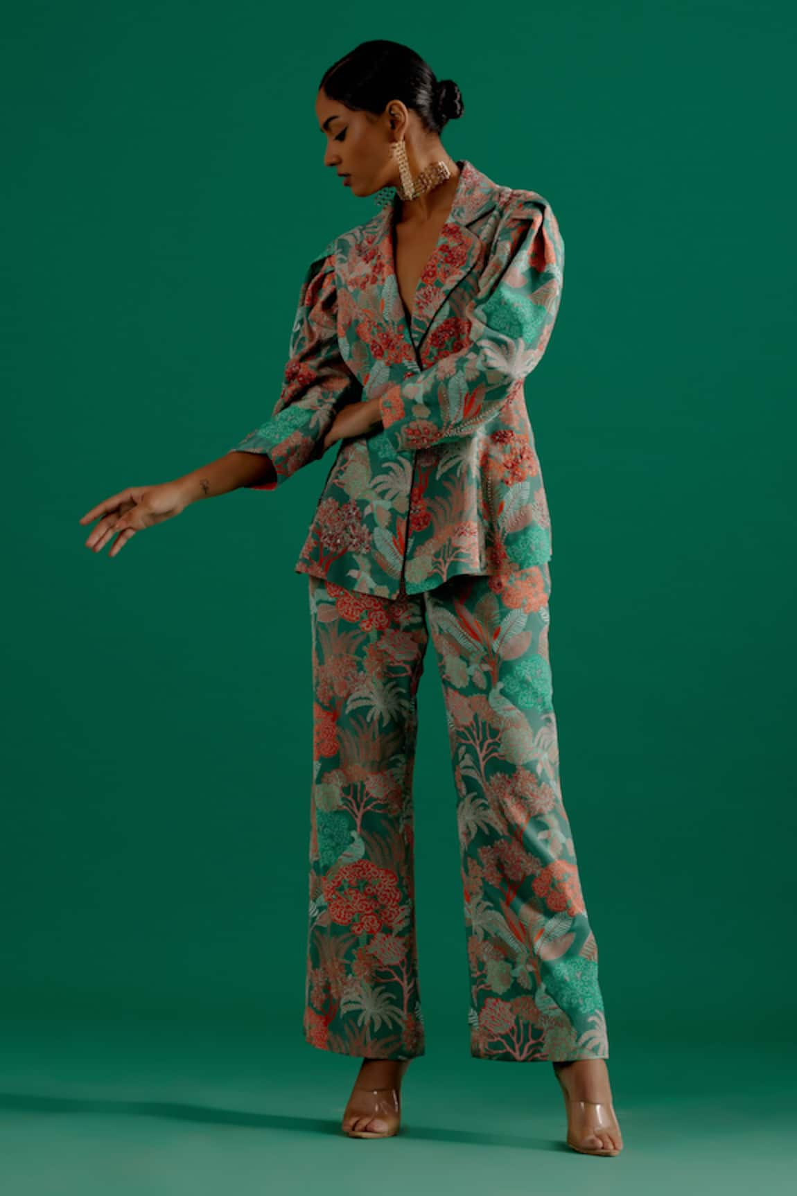 Sitaraa Raya Botanical Floral Print Top With Pant