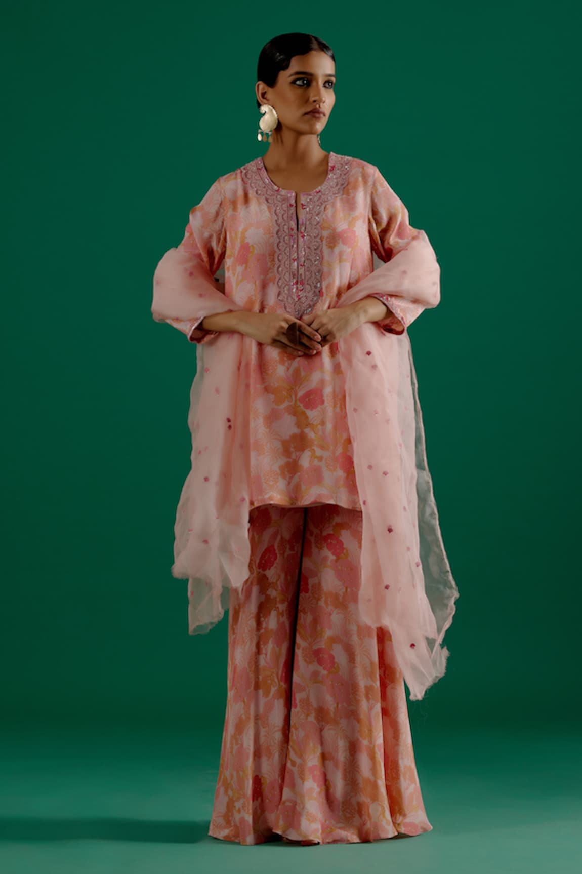 Sitaraa Mohini Floral Print Kurta & Sharara Set