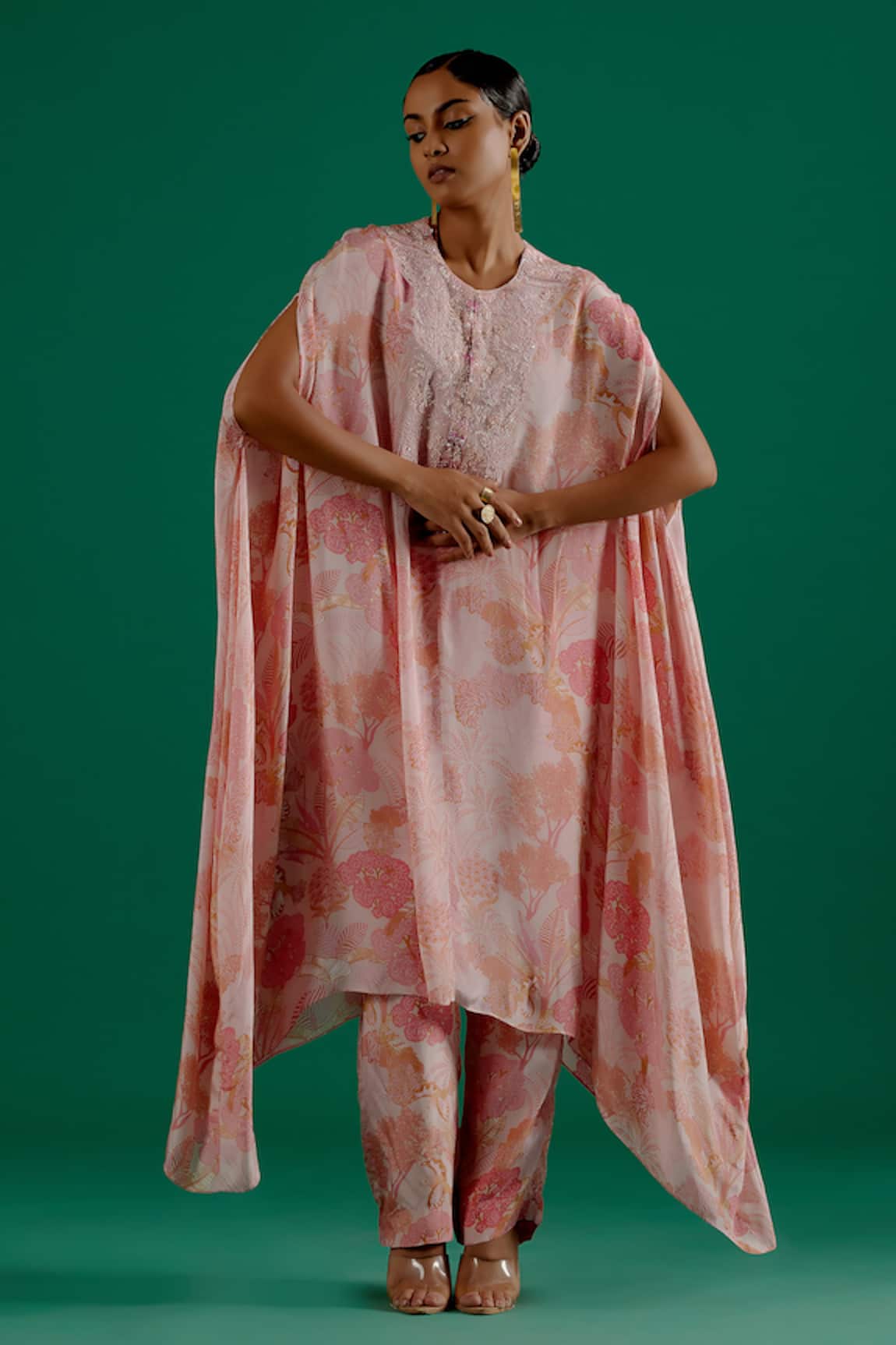 Sitaraa Mahima Pearl Embroidered Bodice Kaftan With Pant
