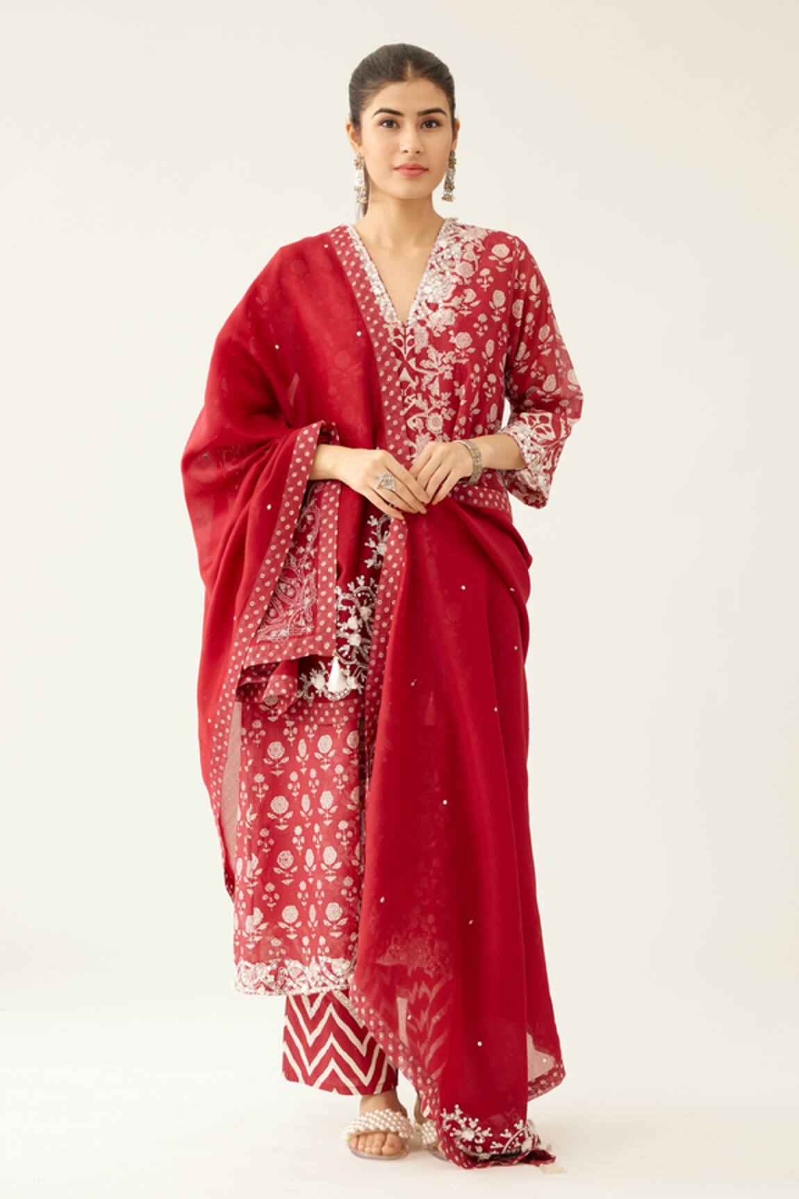 Kora Garden Hand Block Print Kurta Set