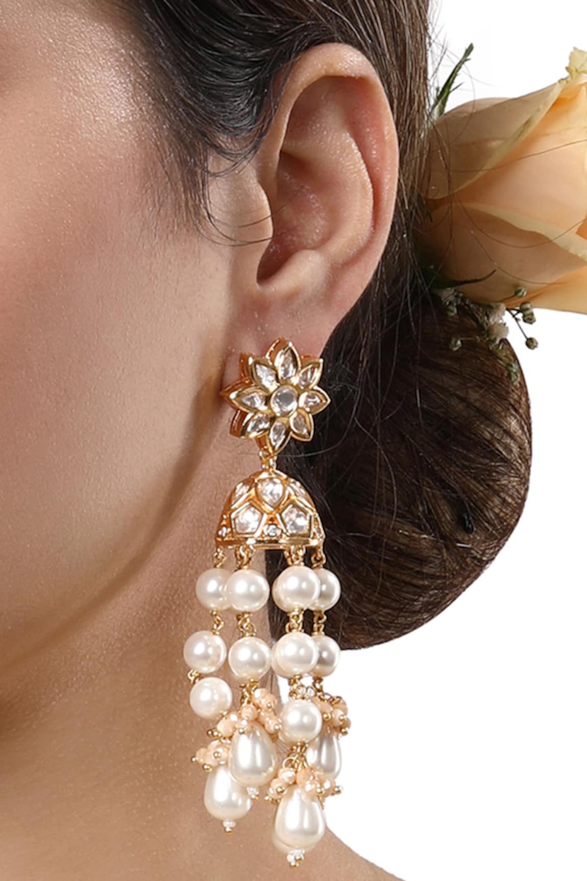 Hrisha Jewels Kundan Polki Embellished Jhumkis