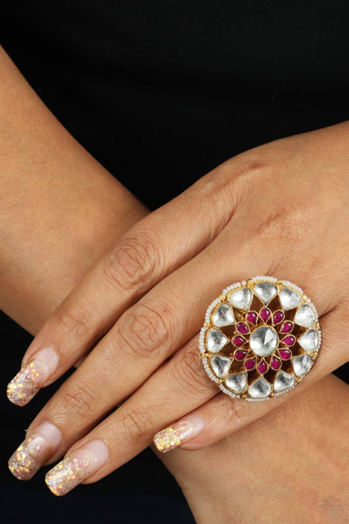 Riana Jewellery Floral Carved Ring 