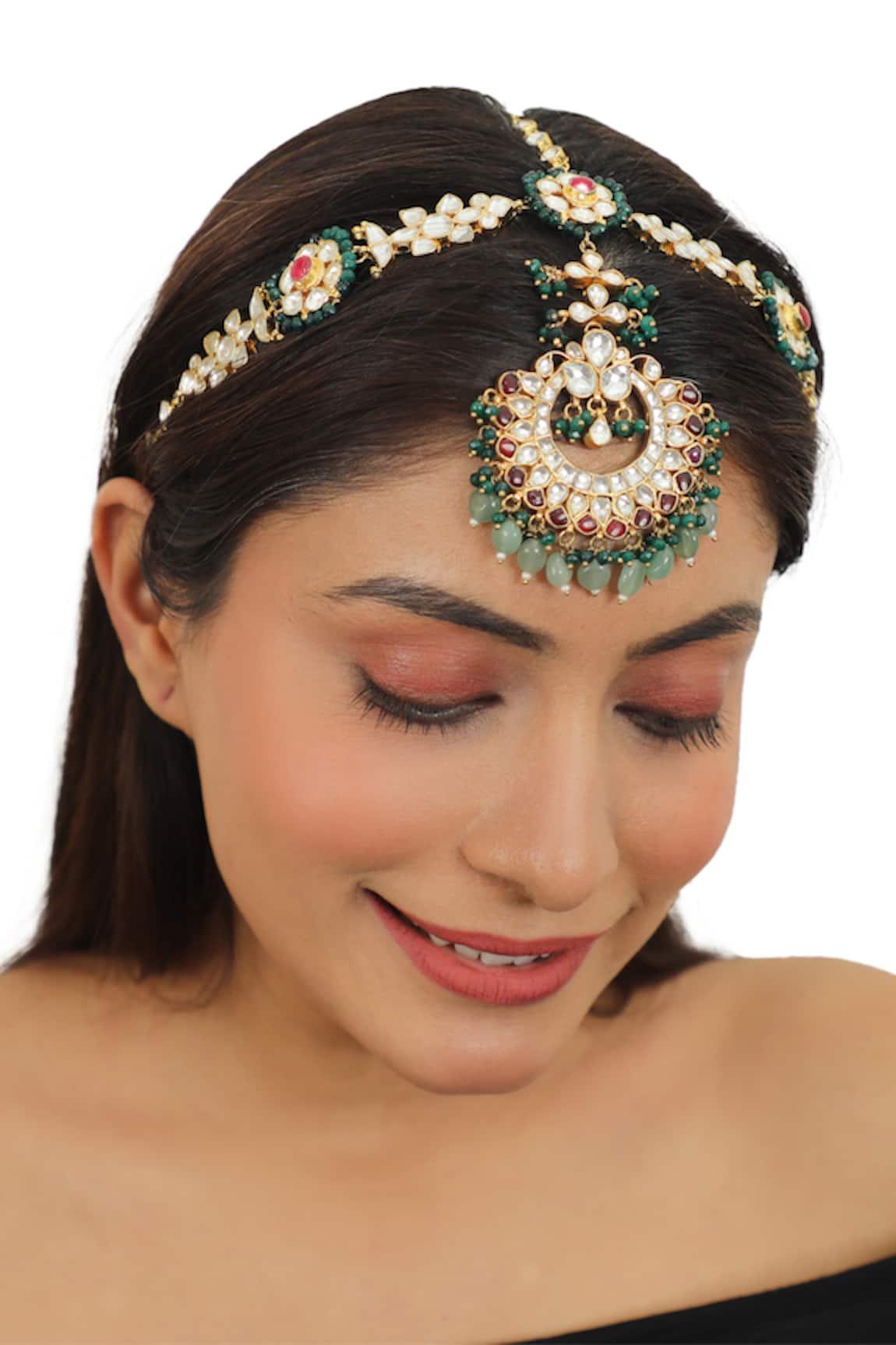 Riana Jewellery Carved Bead Drop Mathapatti 