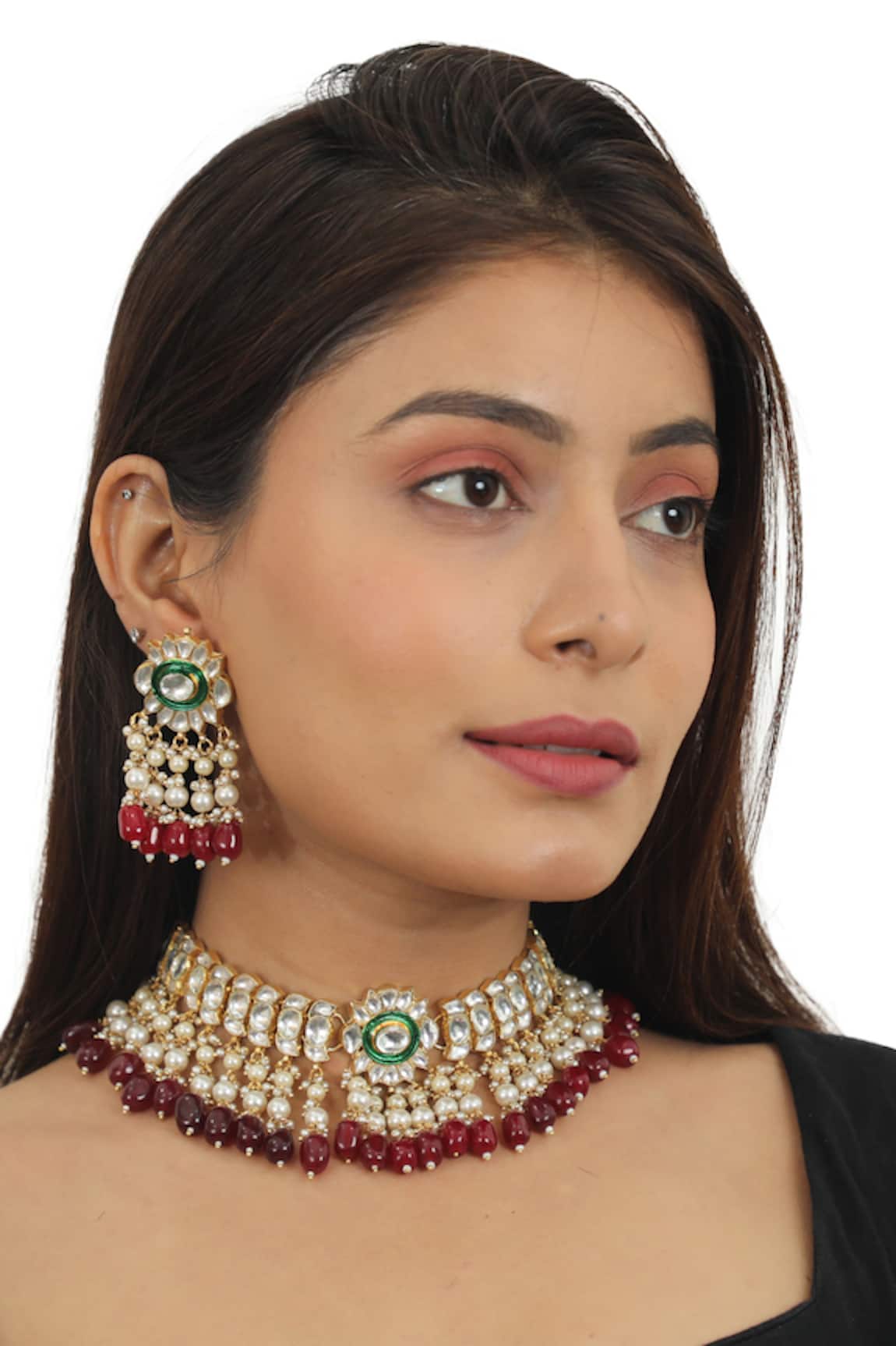 Riana Jewellery Stone Embellished Necklace Set 