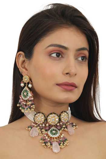 Riana Jewellery Pearl Embellished Necklace Set 