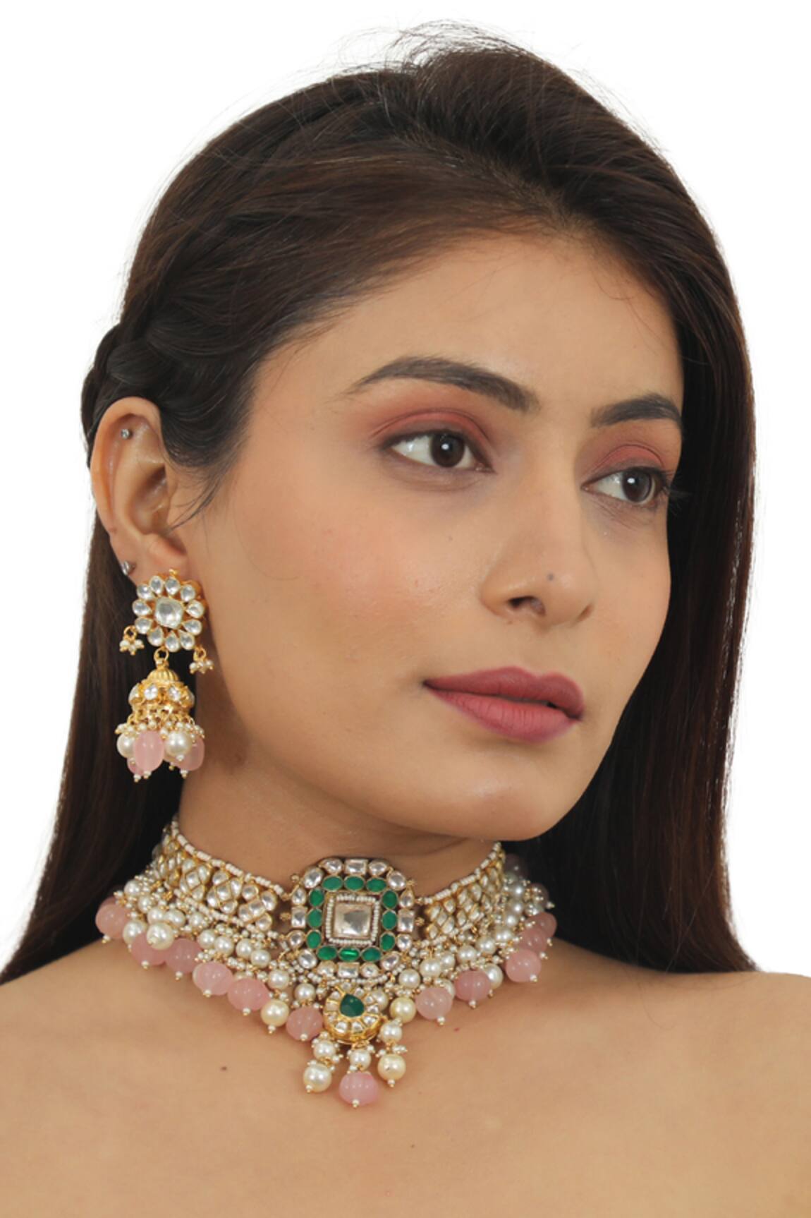Riana Jewellery Stone Embellished Necklace Set 