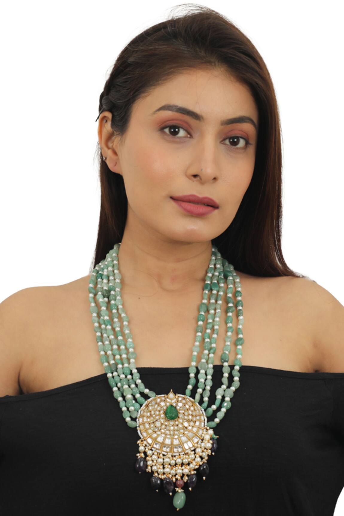 Riana Jewellery Bead Embellished Pendant Necklace 