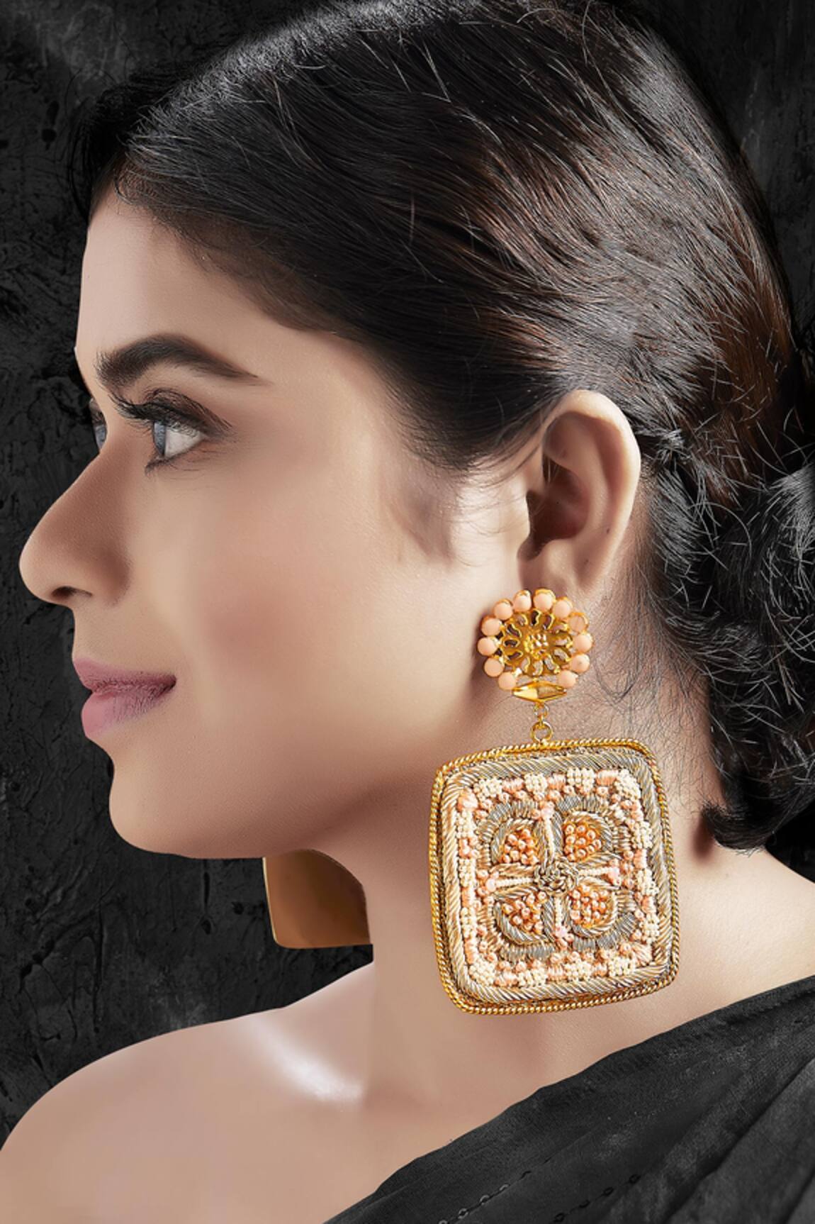 Tizora Embroidered Dangler Earrings