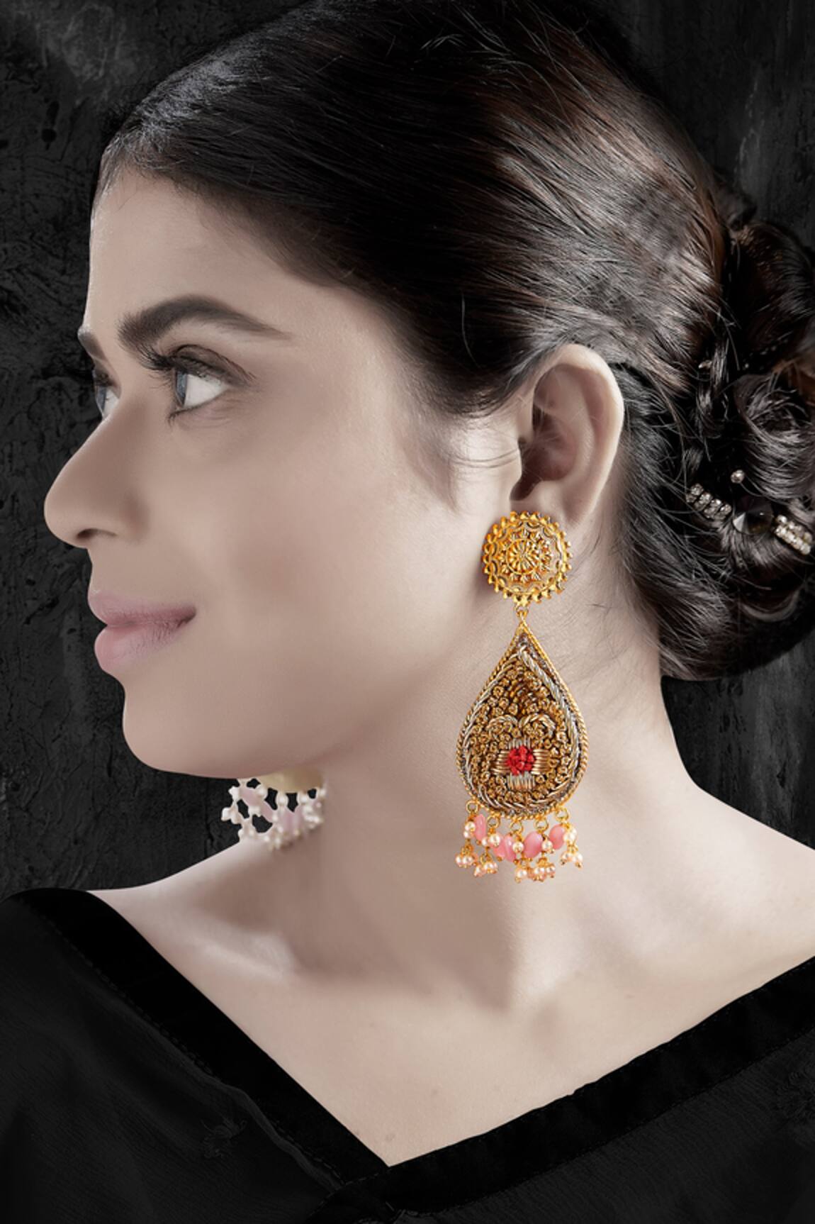 Tizora Embroidered Dangler Earrings