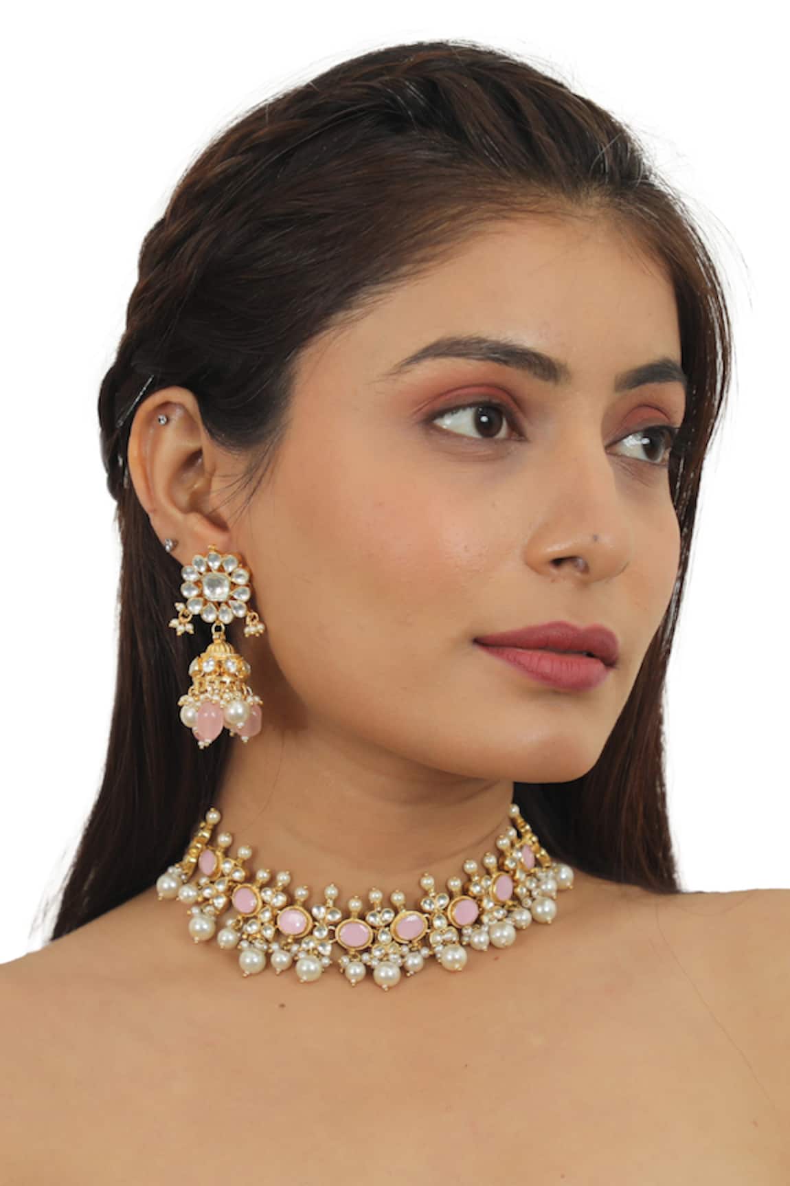 Riana Jewellery Carved Necklace Set 