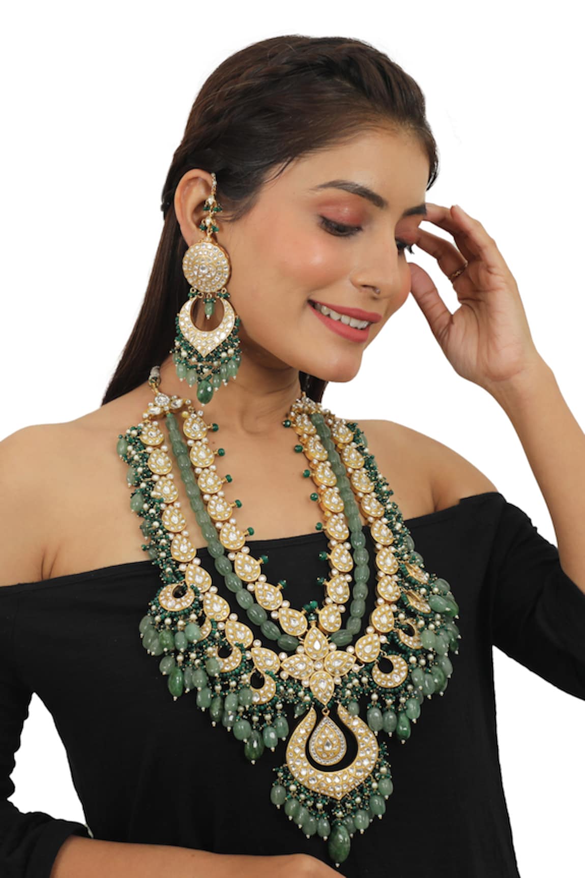 Riana Jewellery Stone Embellished Necklace Set