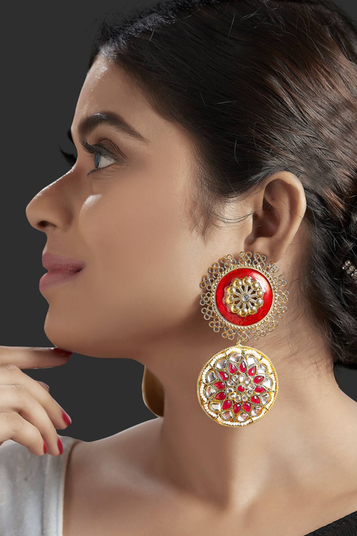 Tizora Meenakari Kundan Danglers