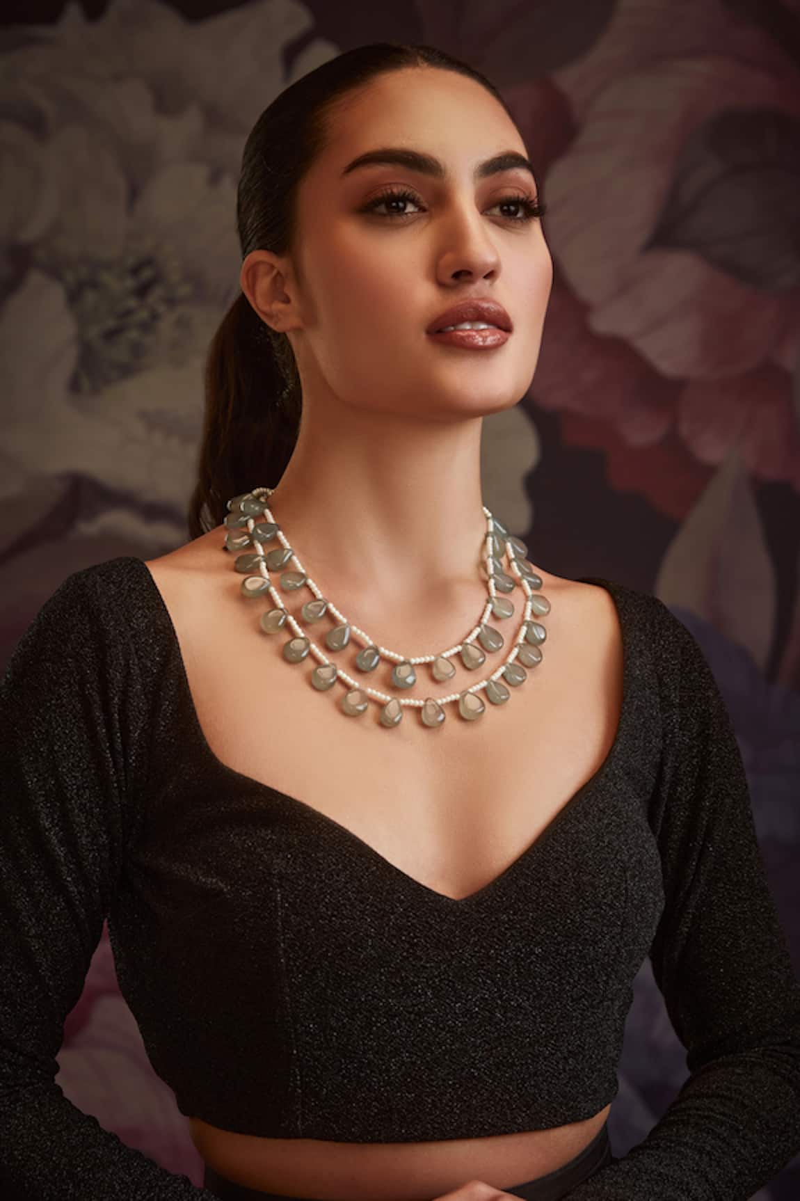 Paisley Pop Mint Pearl Layered Contemporary Necklace