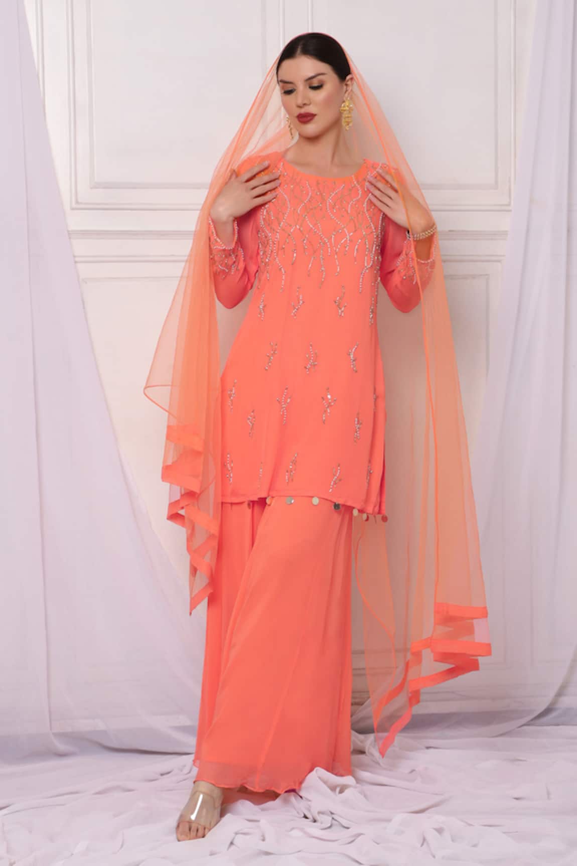 Bha sha Embroidered Kurta Sharara Set 