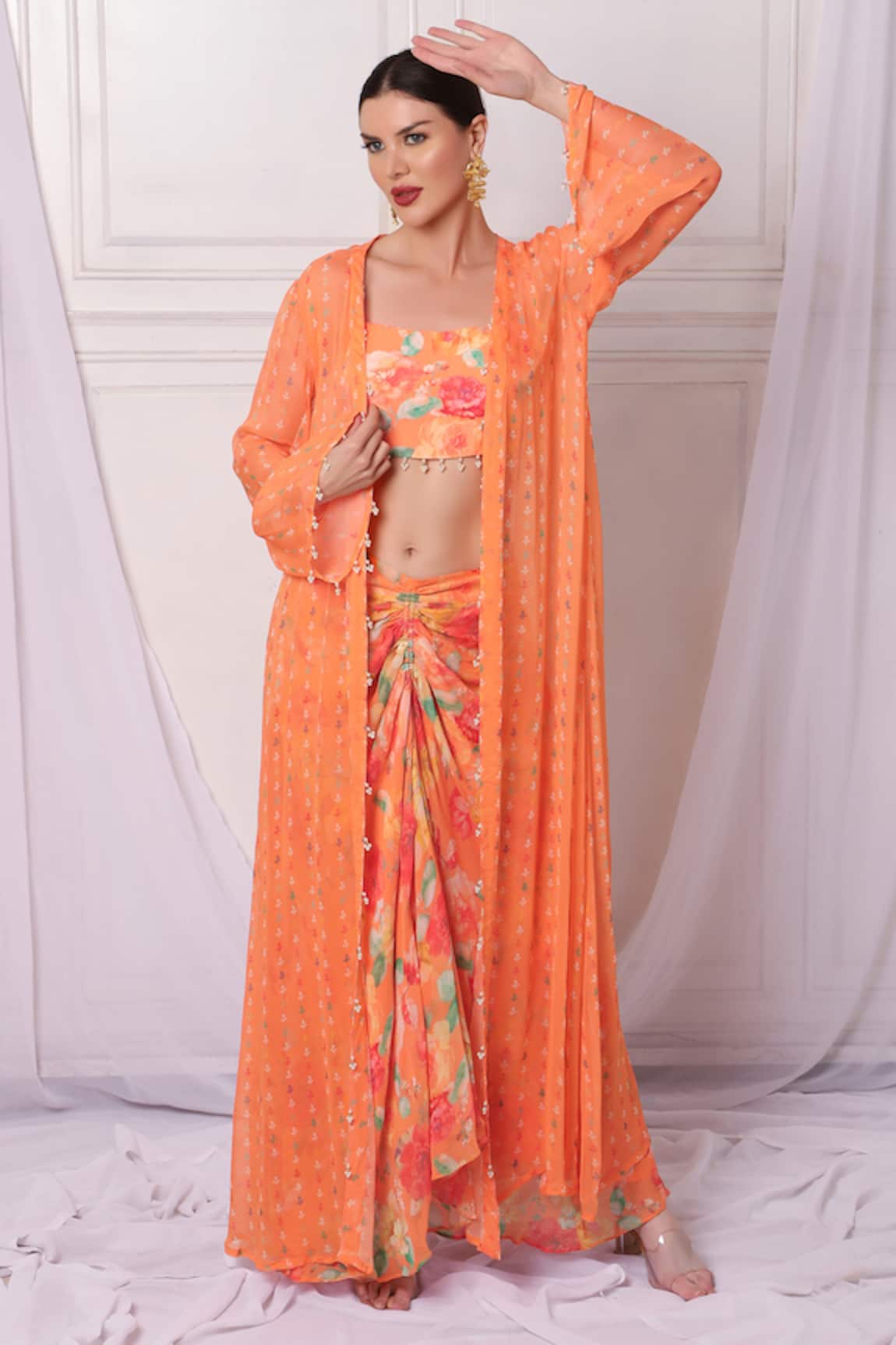 Bha sha Floral Print Jacket Pant Set