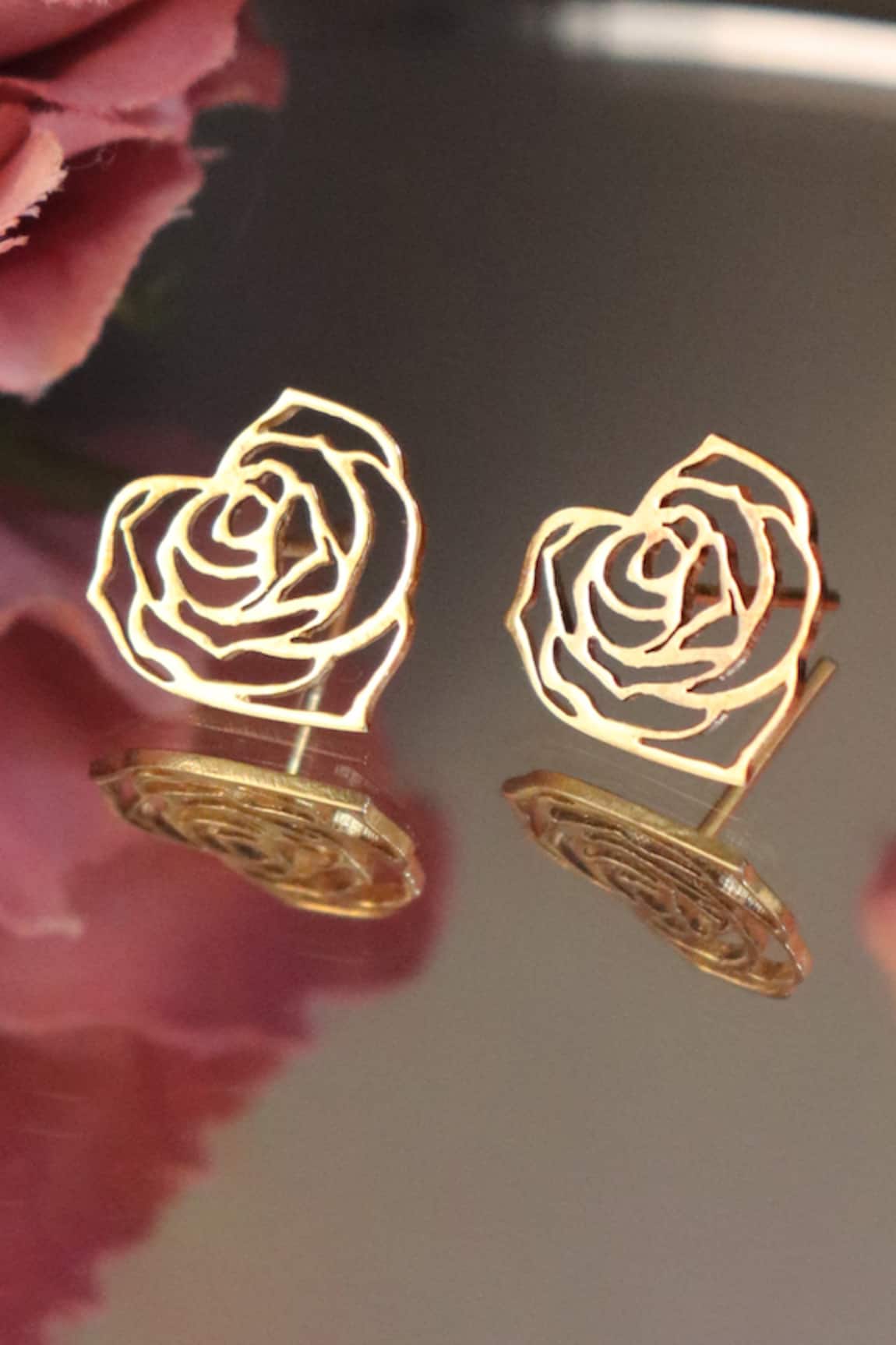 Buy Circular Floret Rose Gold Plated Sterling Silver Stud Earrings by  Mannash Jewellery