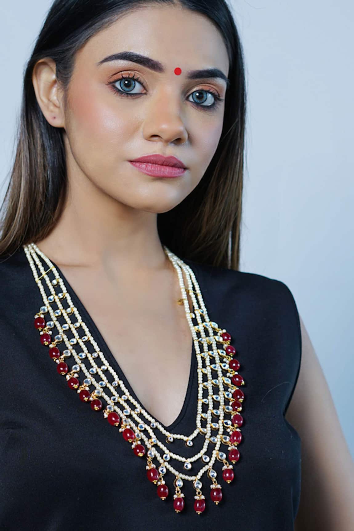 Namasya Kundan Layered Beaded Necklace