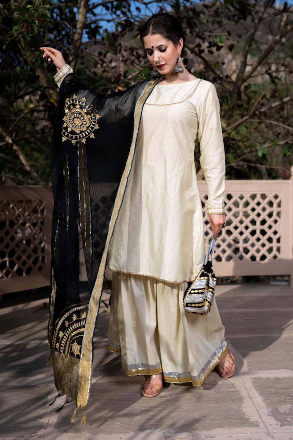 The Home Affair Achkan Sharara Set With Chanderi Dupatta