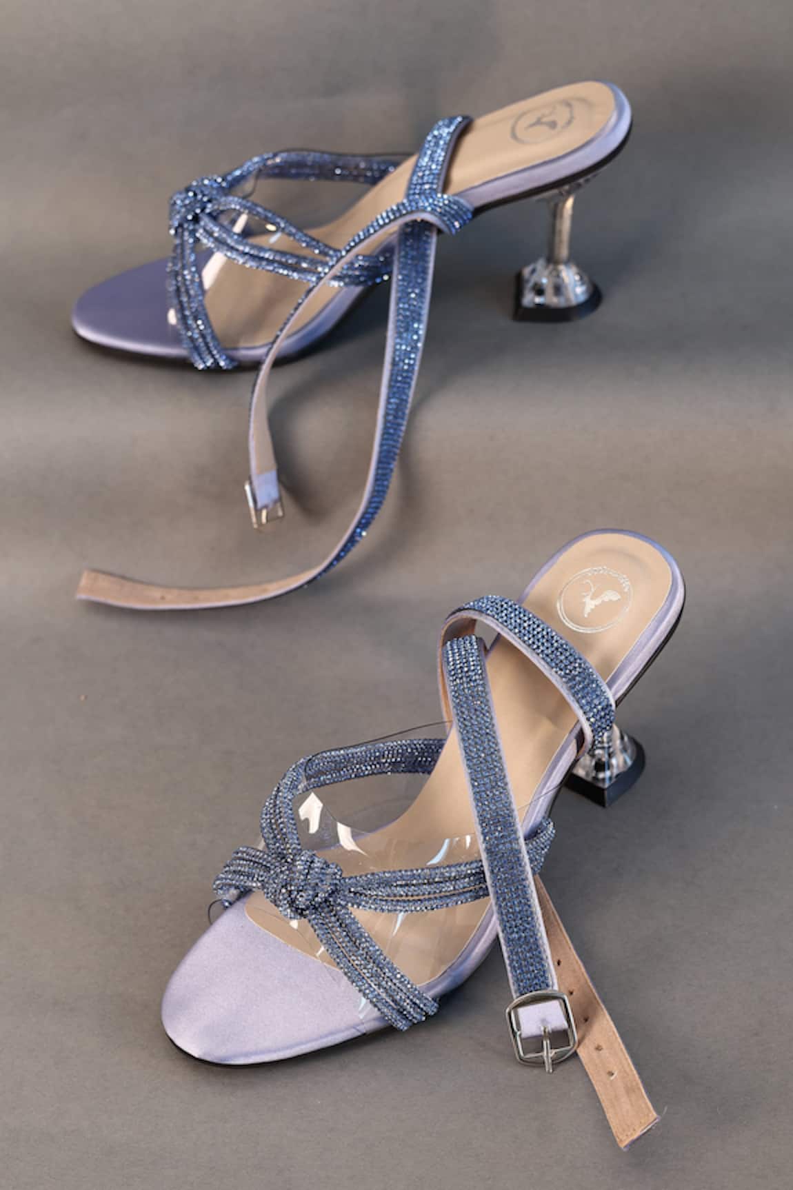 Sana K luxurious Footwear Rhinestone Embellished Spool Heels 