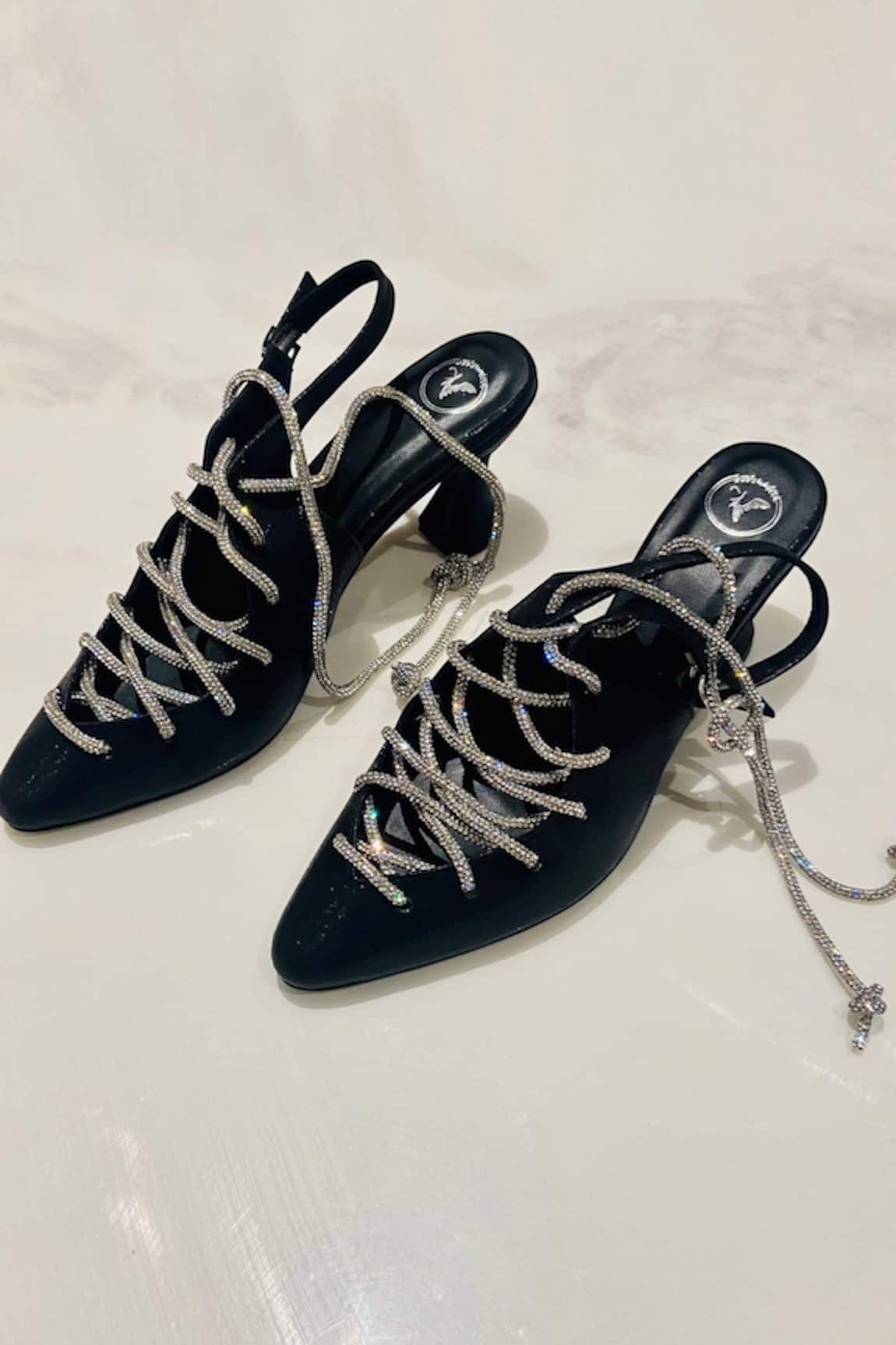 Sana K luxurious Footwear Stringy Sneaker Embellished Heels 