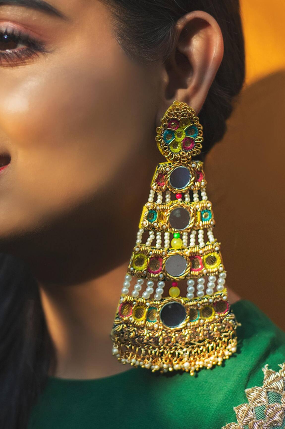 Kanyaadhan By Dhirajaayushi Mirror Embroidered Danglers 