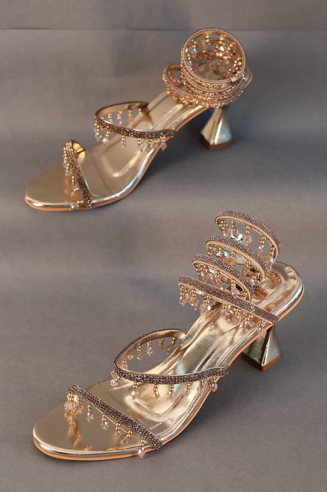 Sana K luxurious Footwear Stone Embellished Spring Heels