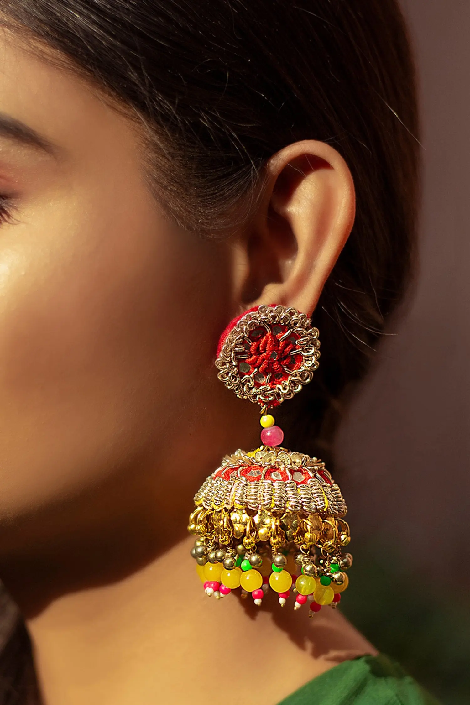 Kanyaadhan By Dhirajaayushi Thread Embroidered Jhumkas 