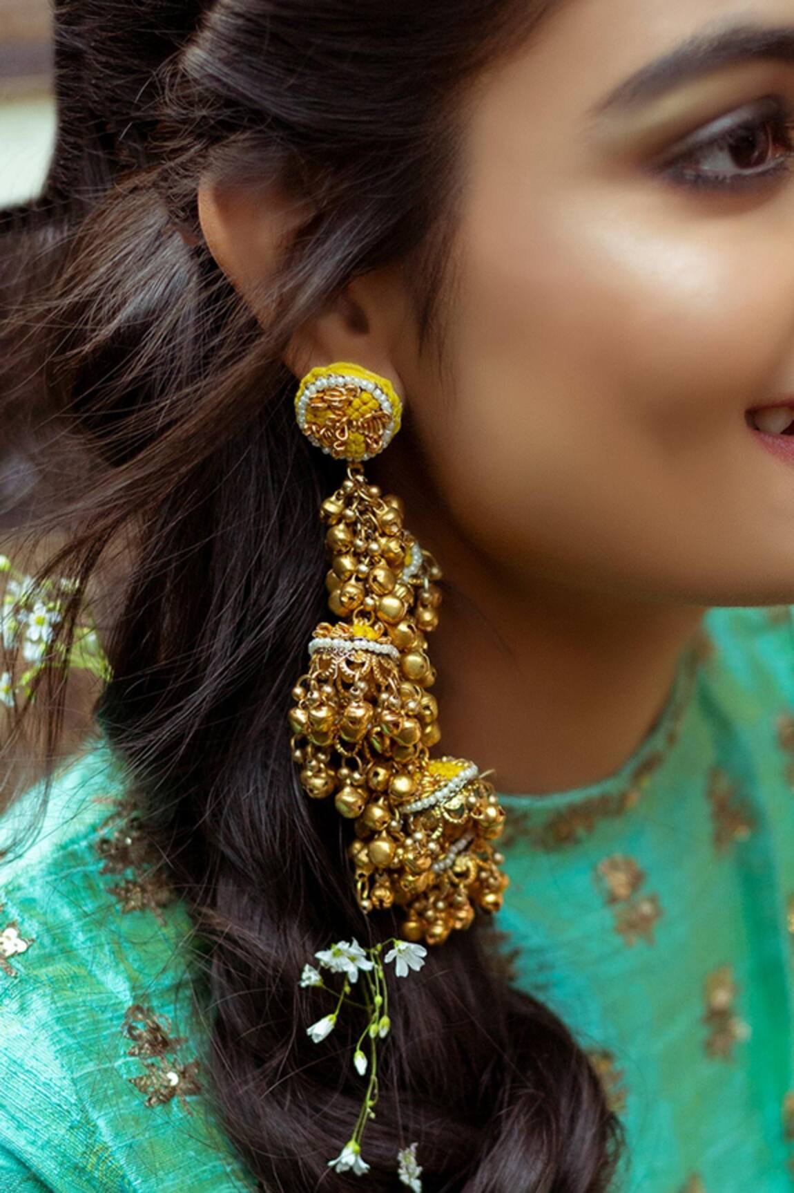Kanyaadhan By Dhirajaayushi Ghungroo Embroidered Danglers 