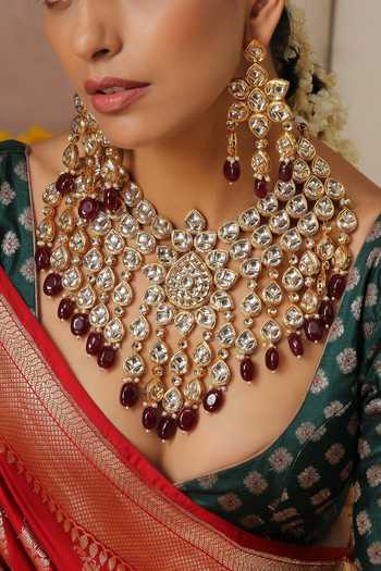 Swabhimann Kundan Embellished Long Necklace Set 