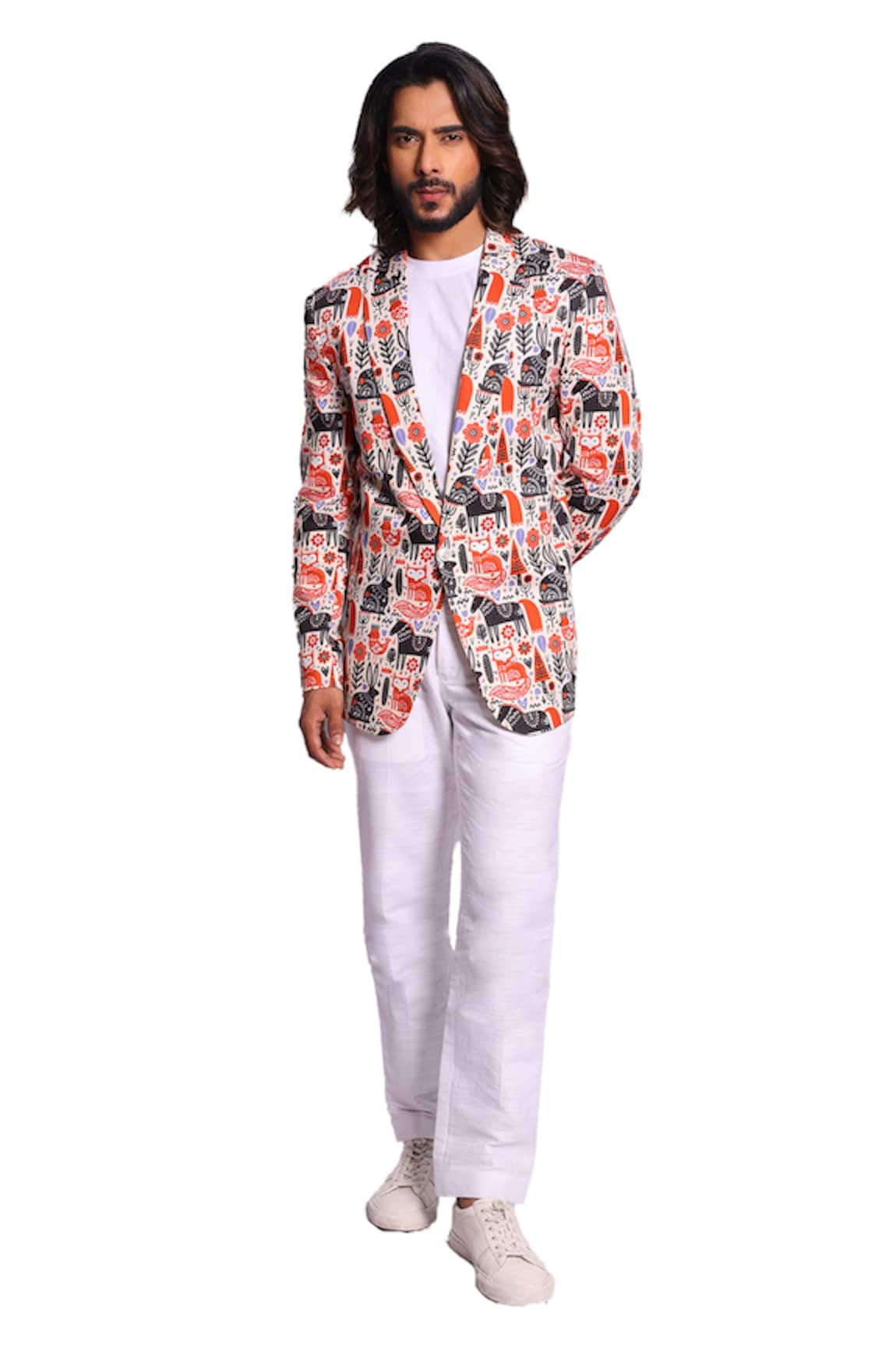 Debarun Leo Jungle Print Blazer With Trouser