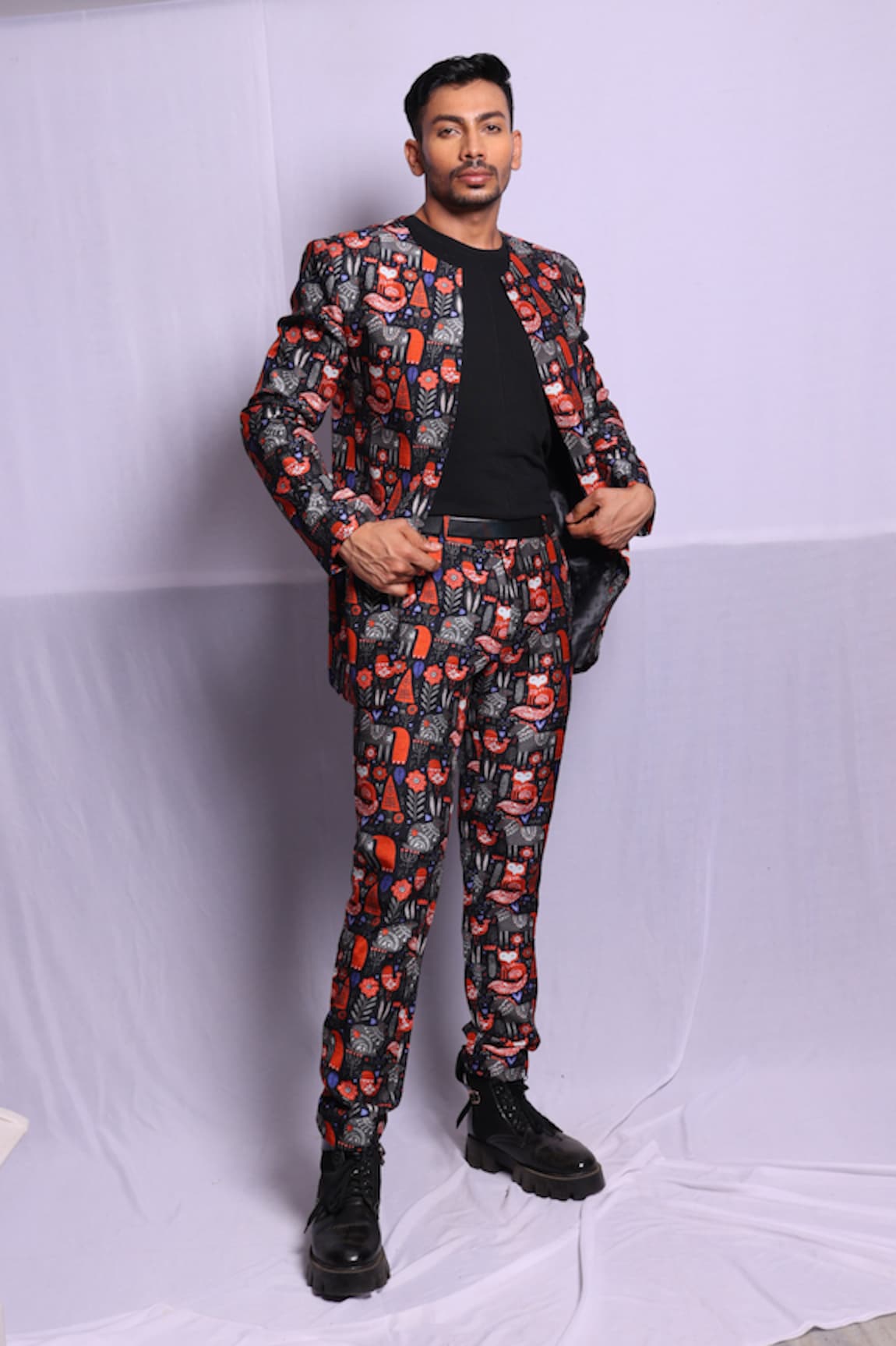 Debarun Alderic Jungle Print Blazer With Trouser