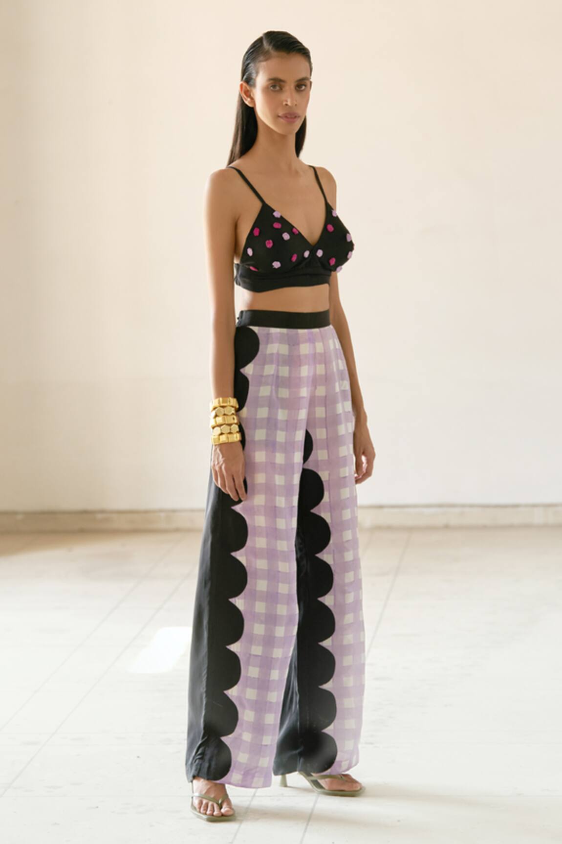 Aapro Checkered Bustier & Pant Set