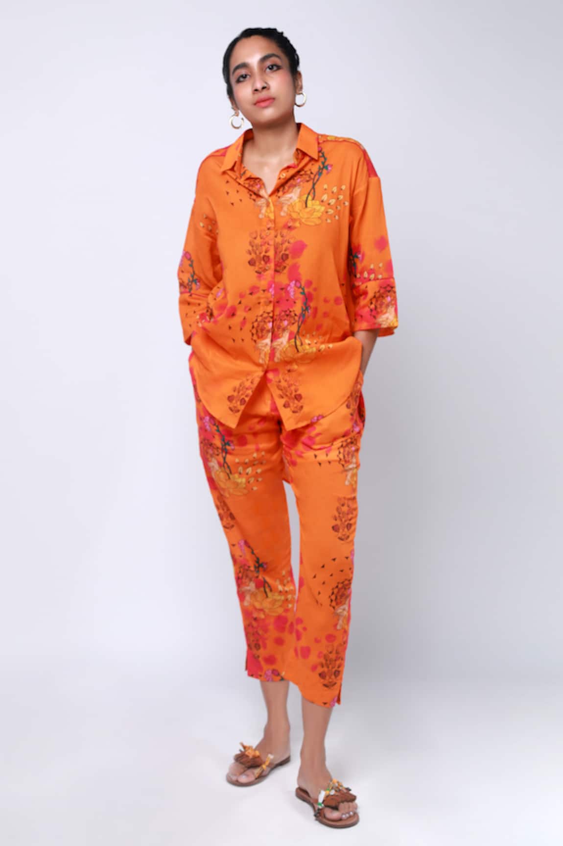 Ekastories Flower Print Shirt & Pant Set
