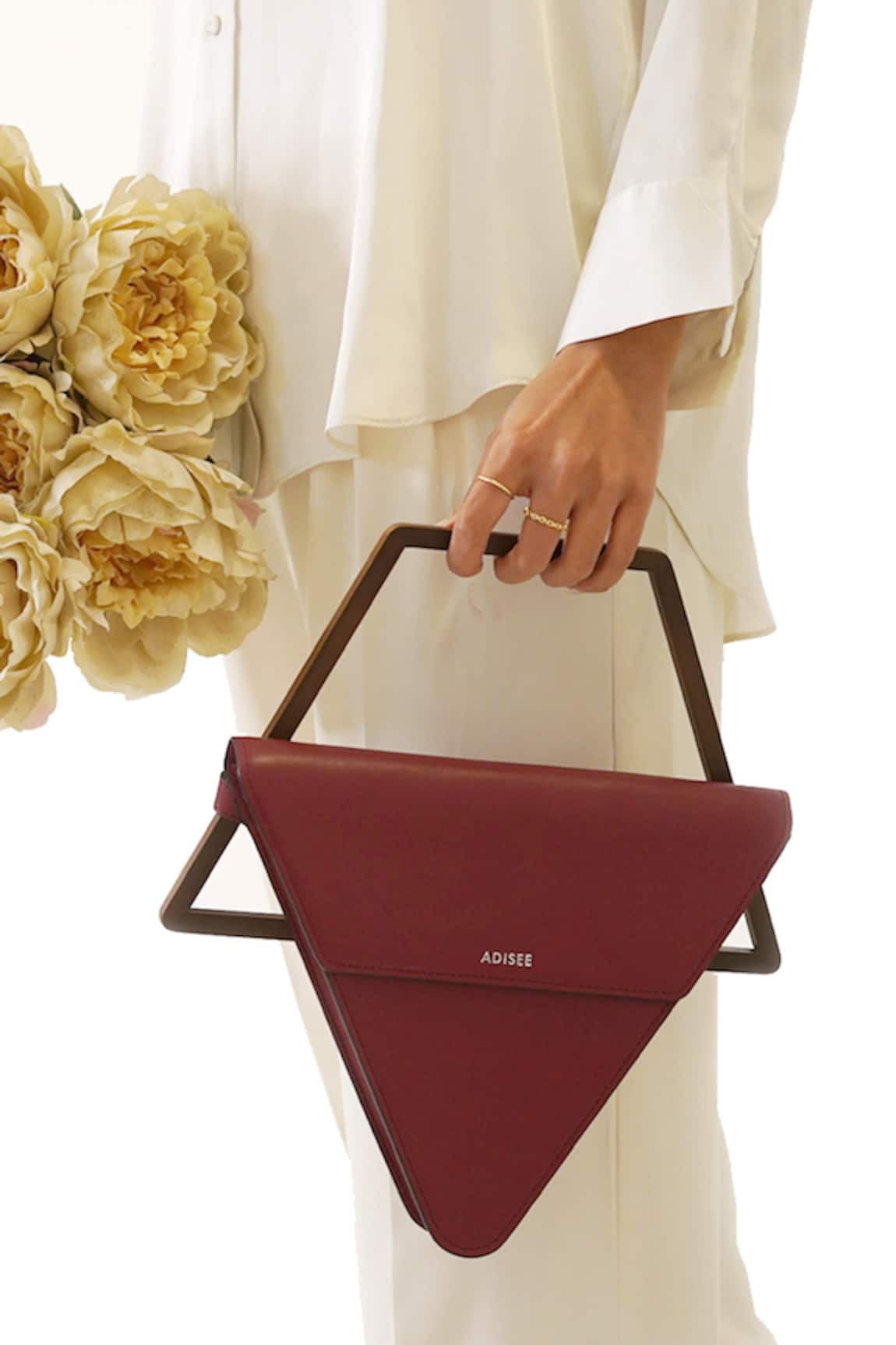 Adisee Jade Leather Triangular Structured Bag 