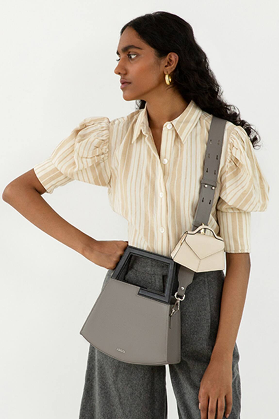 Adisee Jil Leather Geometric Structured Bag 